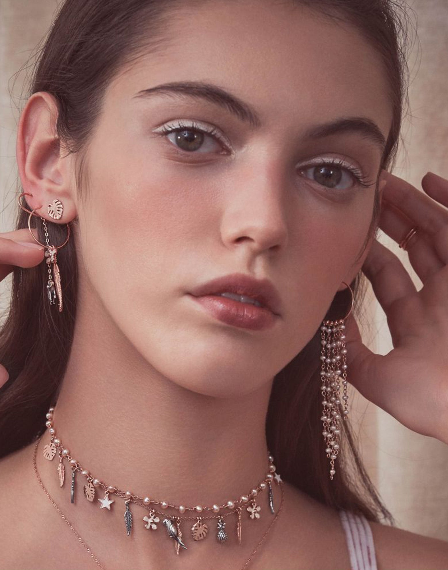 Pearl Cascade Hoop Earring