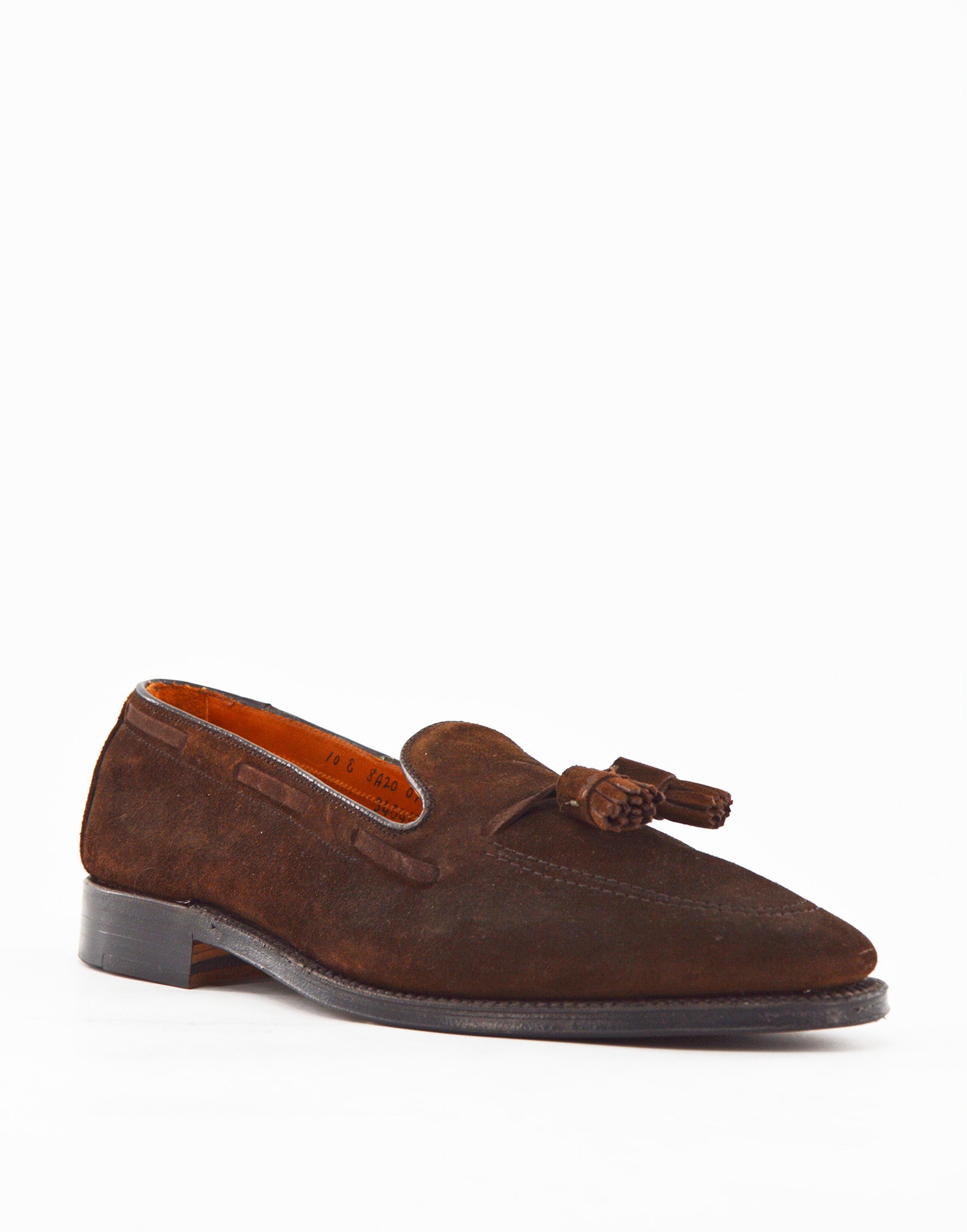 ALDEN Mocassino con Nappine in Suede Fondo Cuoio Dark Brown
