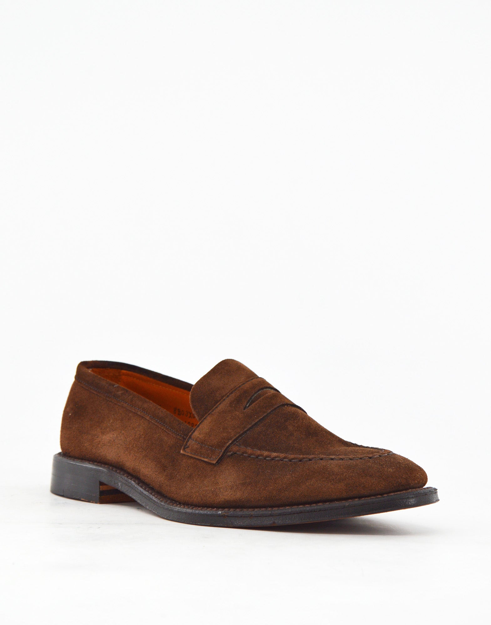 ALDEN Penny Loafer in Suede Dark Brown Fondo Cuoio
