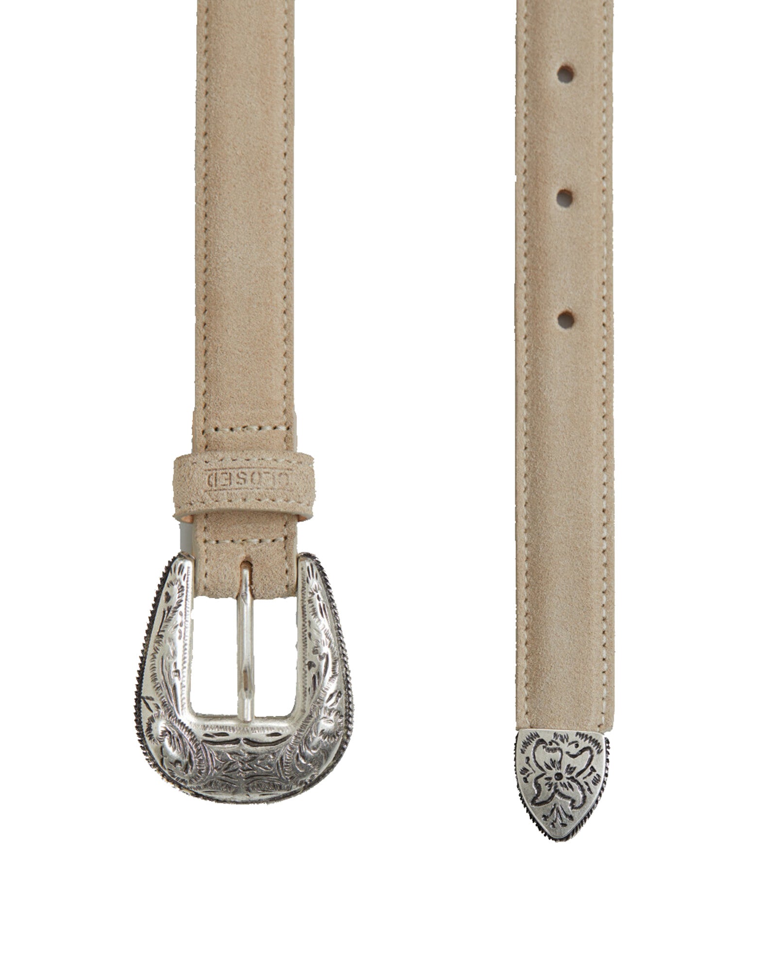 Suede belt with western buckle