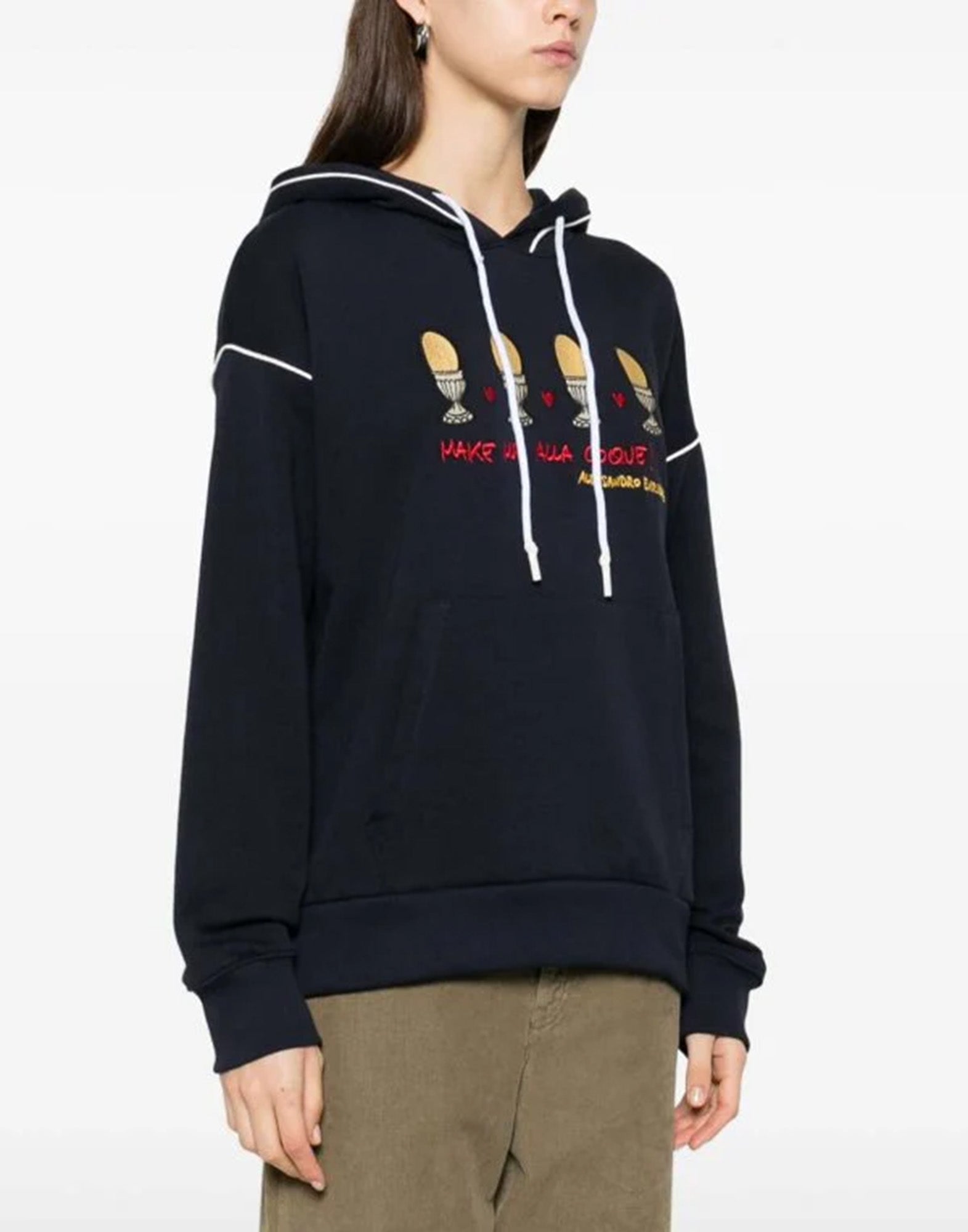 ALESSANDRO ENRIQUEZ Felpa con Cappuccio Ricamata Blu