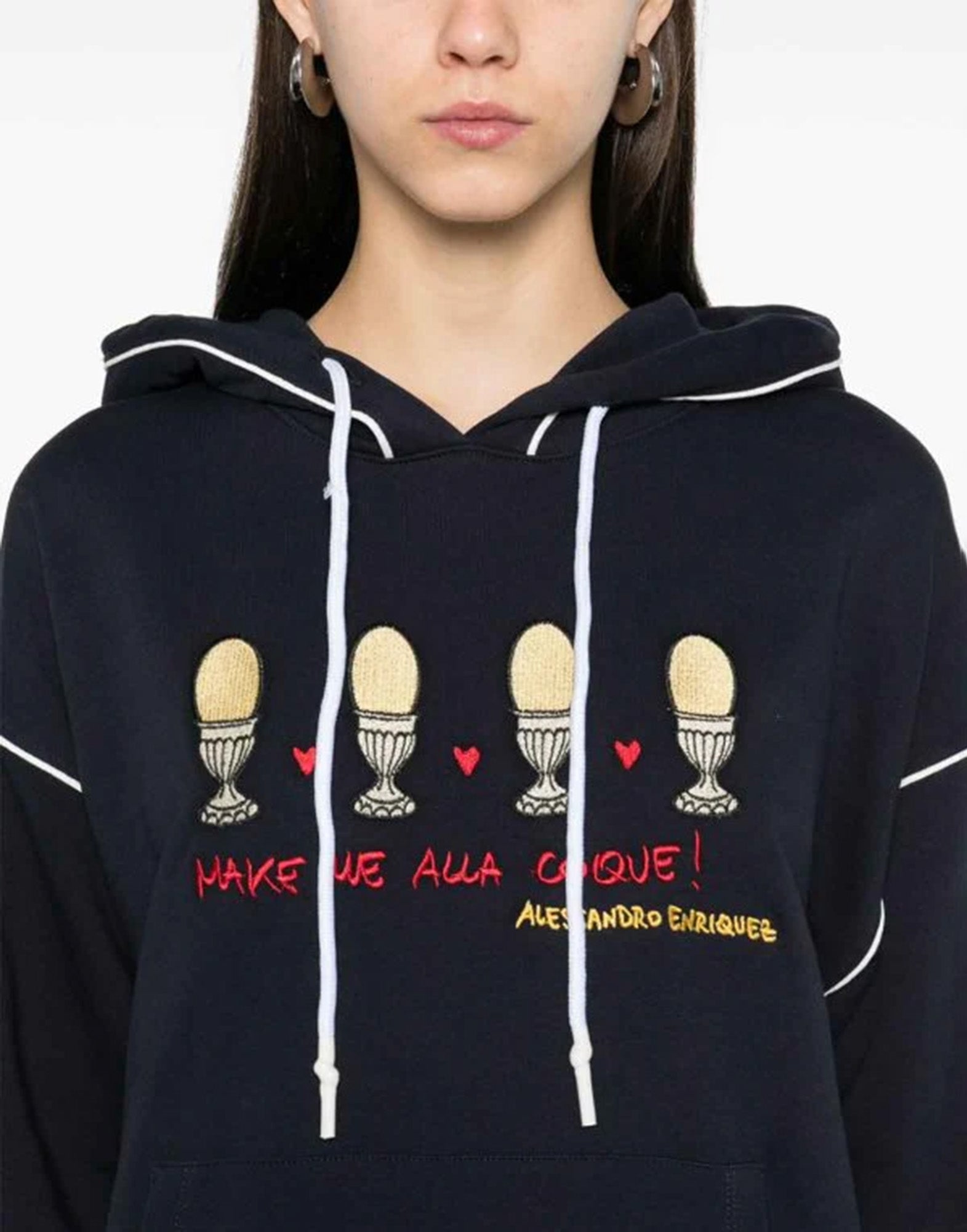 ALESSANDRO ENRIQUEZ Felpa con Cappuccio Ricamata Blu