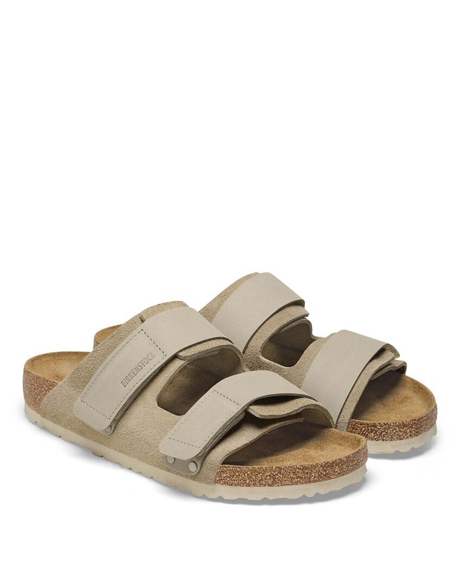 BIRKENSTOCK Sandali Uji in Nubuck e Pelle Scamosciata Taupe