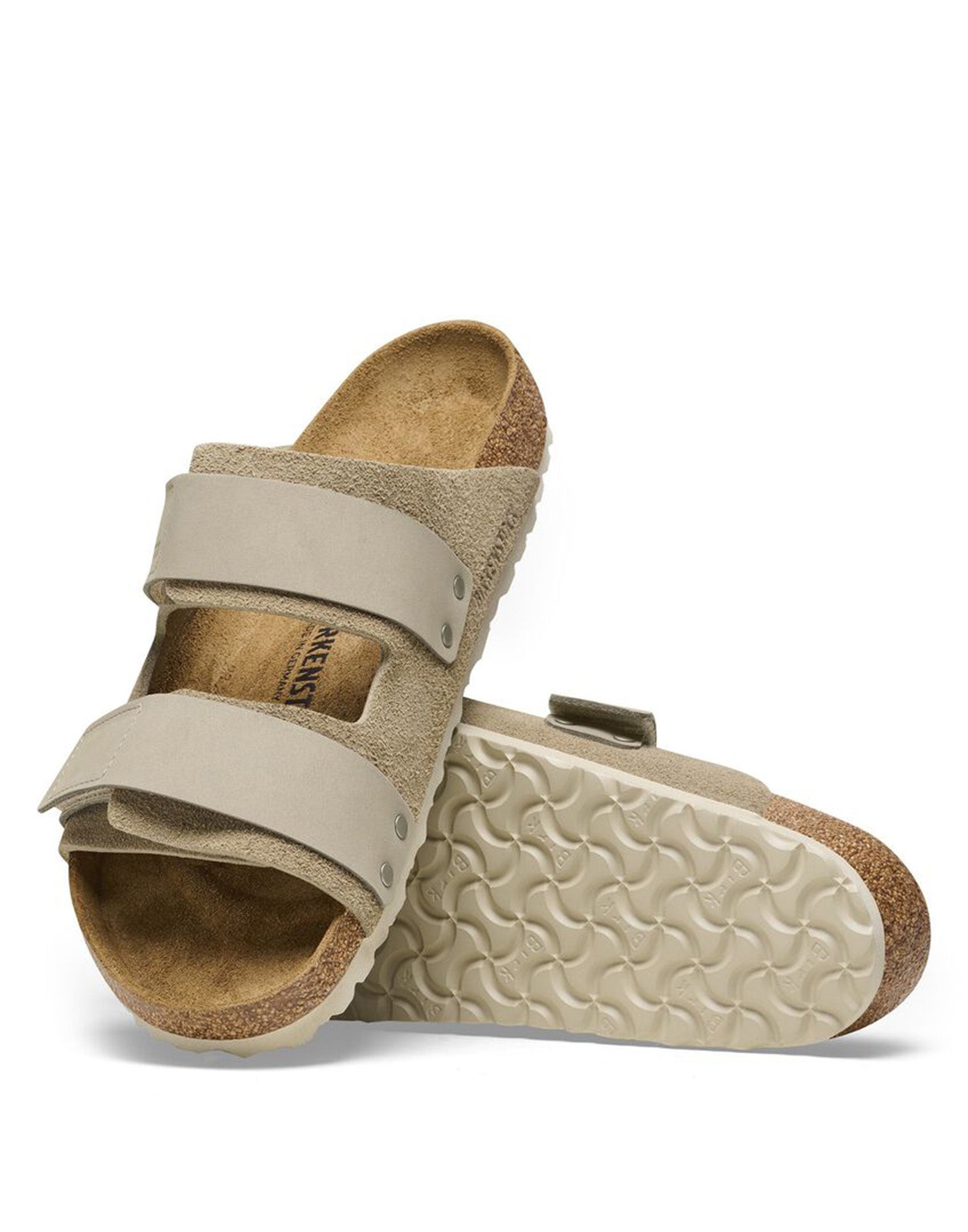 BIRKENSTOCK Sandali Uji in Nubuck e Pelle Scamosciata Taupe