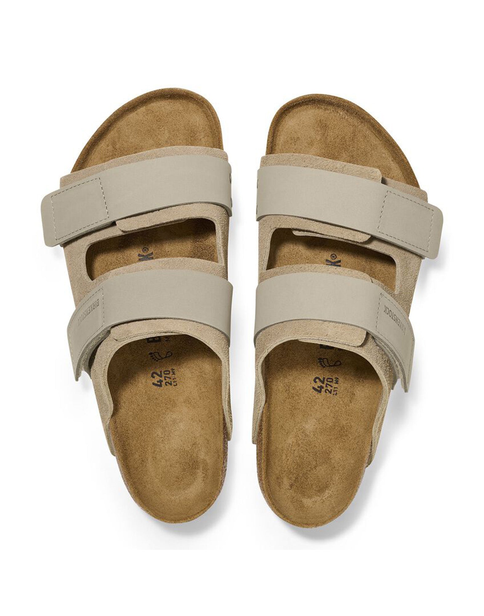 BIRKENSTOCK Sandali Uji in Nubuck e Pelle Scamosciata Taupe