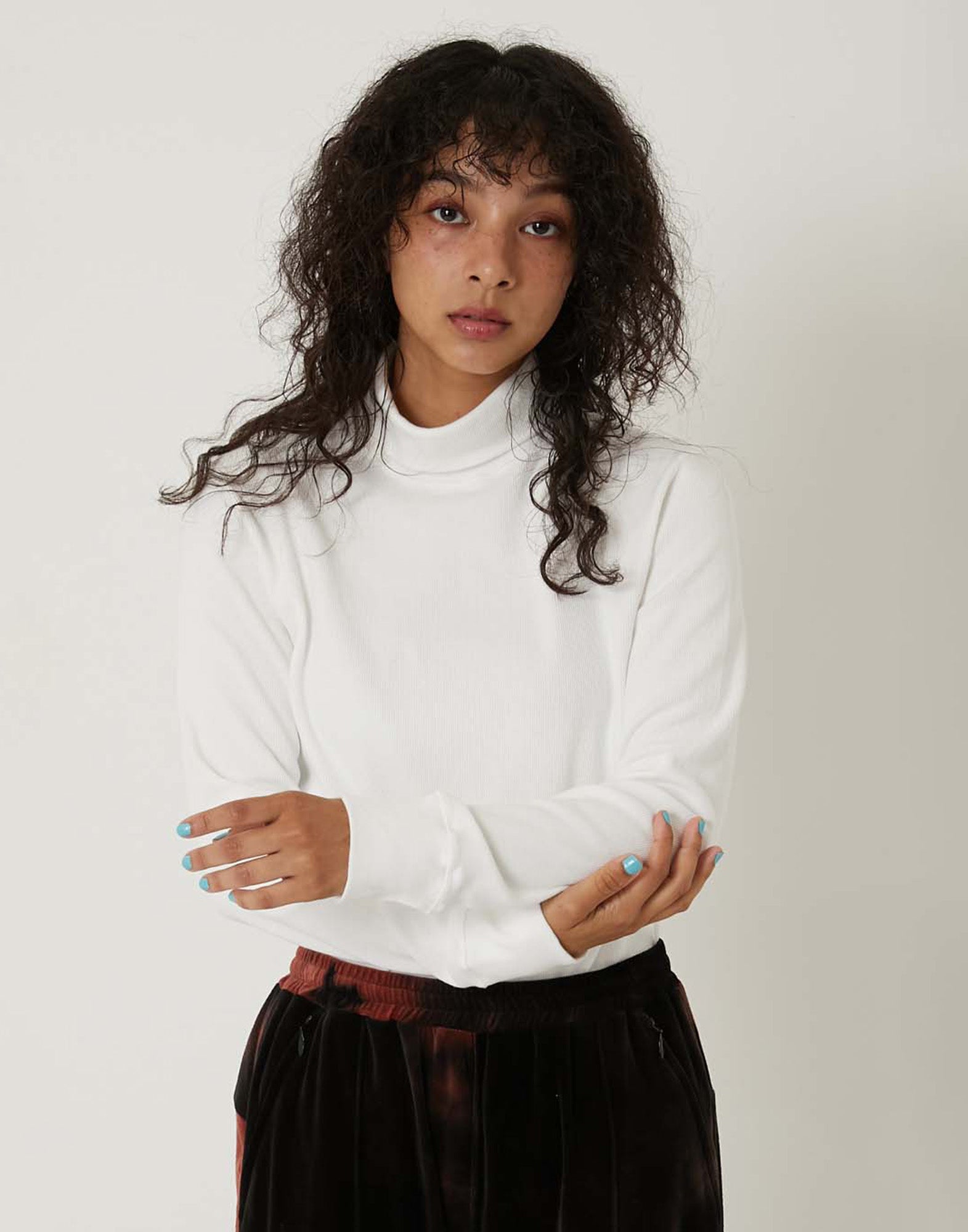 BLUE BLUE JAPAN T-shirt a Collo Alto in Jersey a Coste Natural