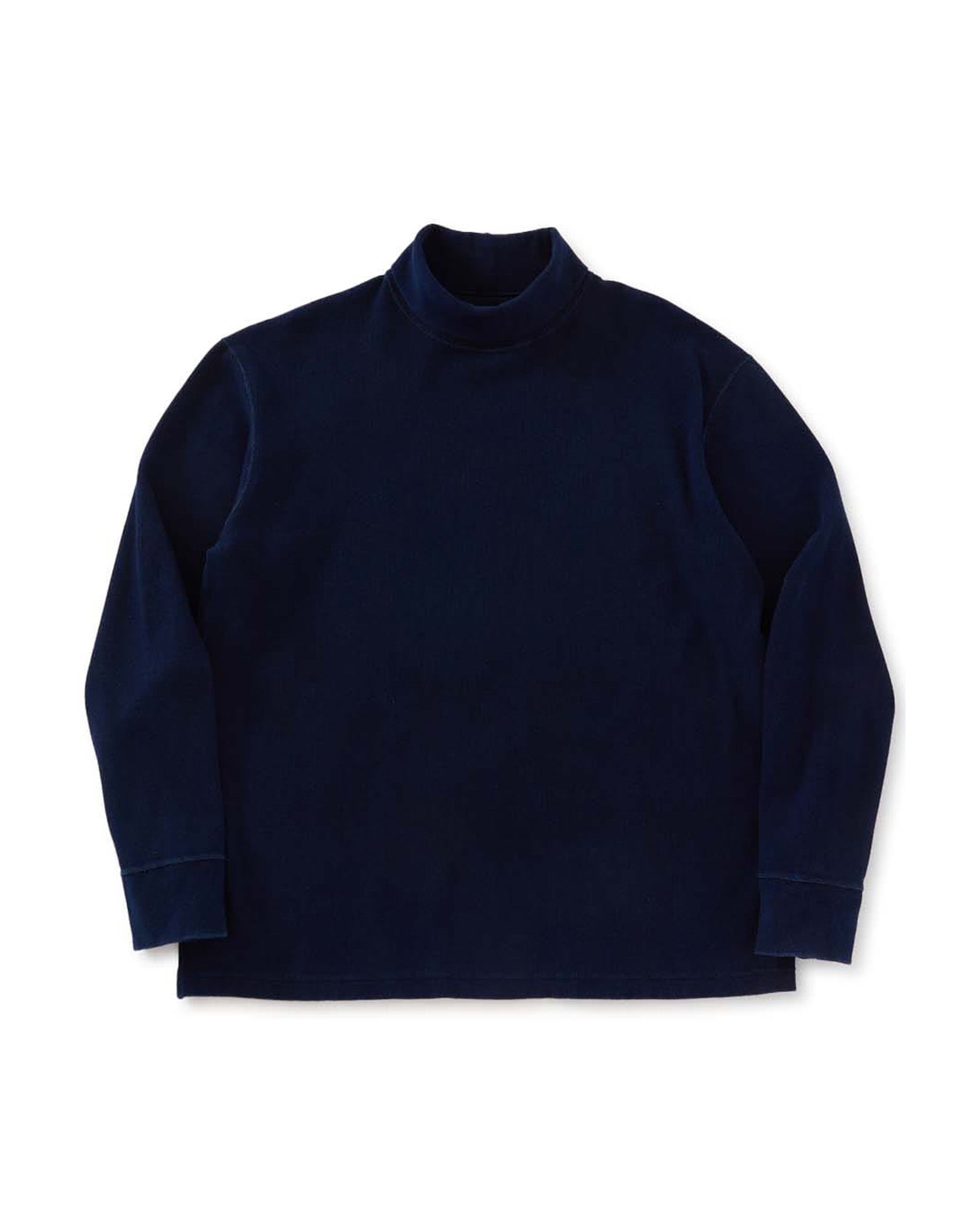 BLUE BLUE JAPAN T-shirt a Collo Alto in Jersey a Coste Blu Indigo