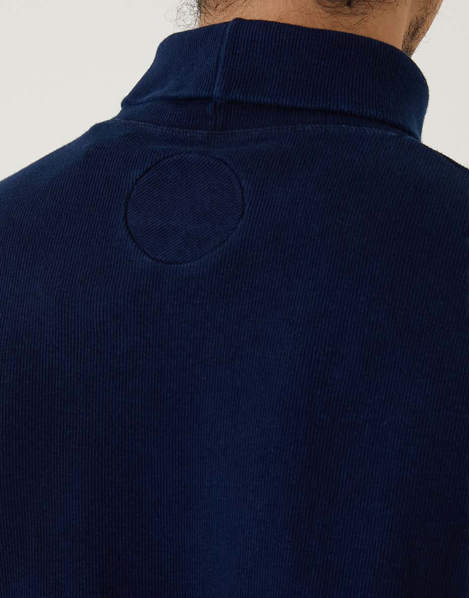 BLUE BLUE JAPAN T-shirt a Collo Alto in Jersey a Coste Blu Indigo