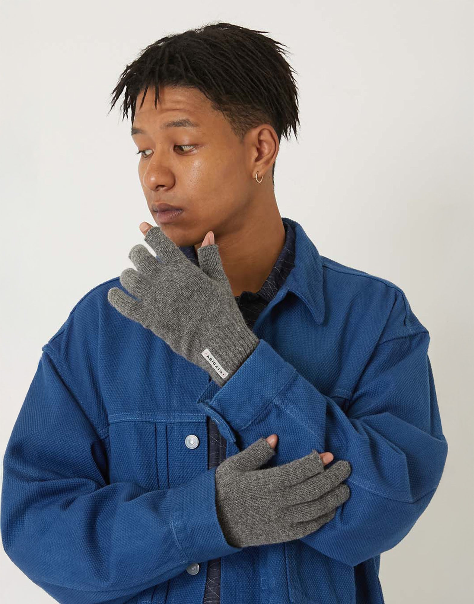 BLUE BLUE JAPAN Guanti in Cashmere Riciclato Grey