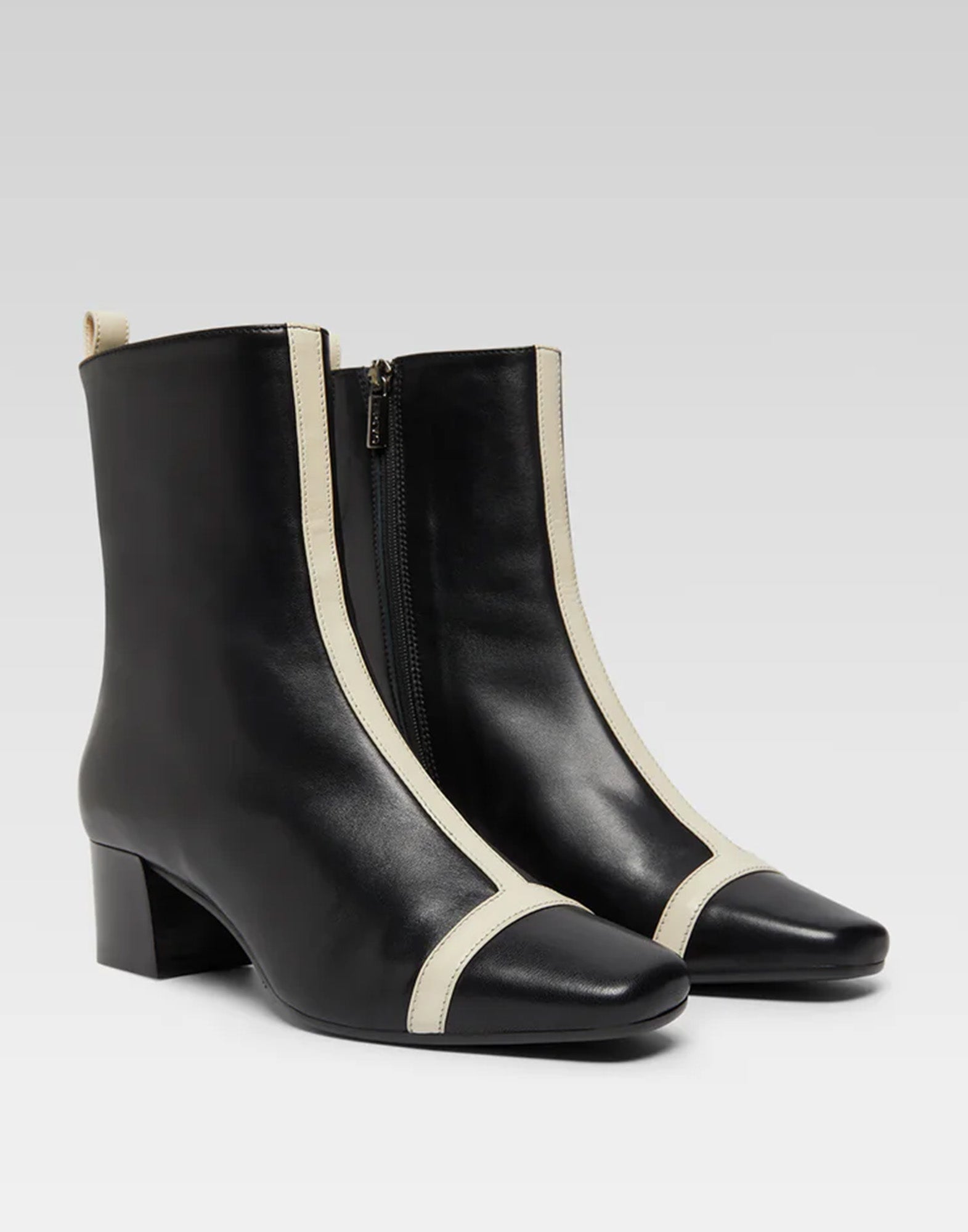 CAREL Stivaletti Audrey in Pelle Nero e Avorio