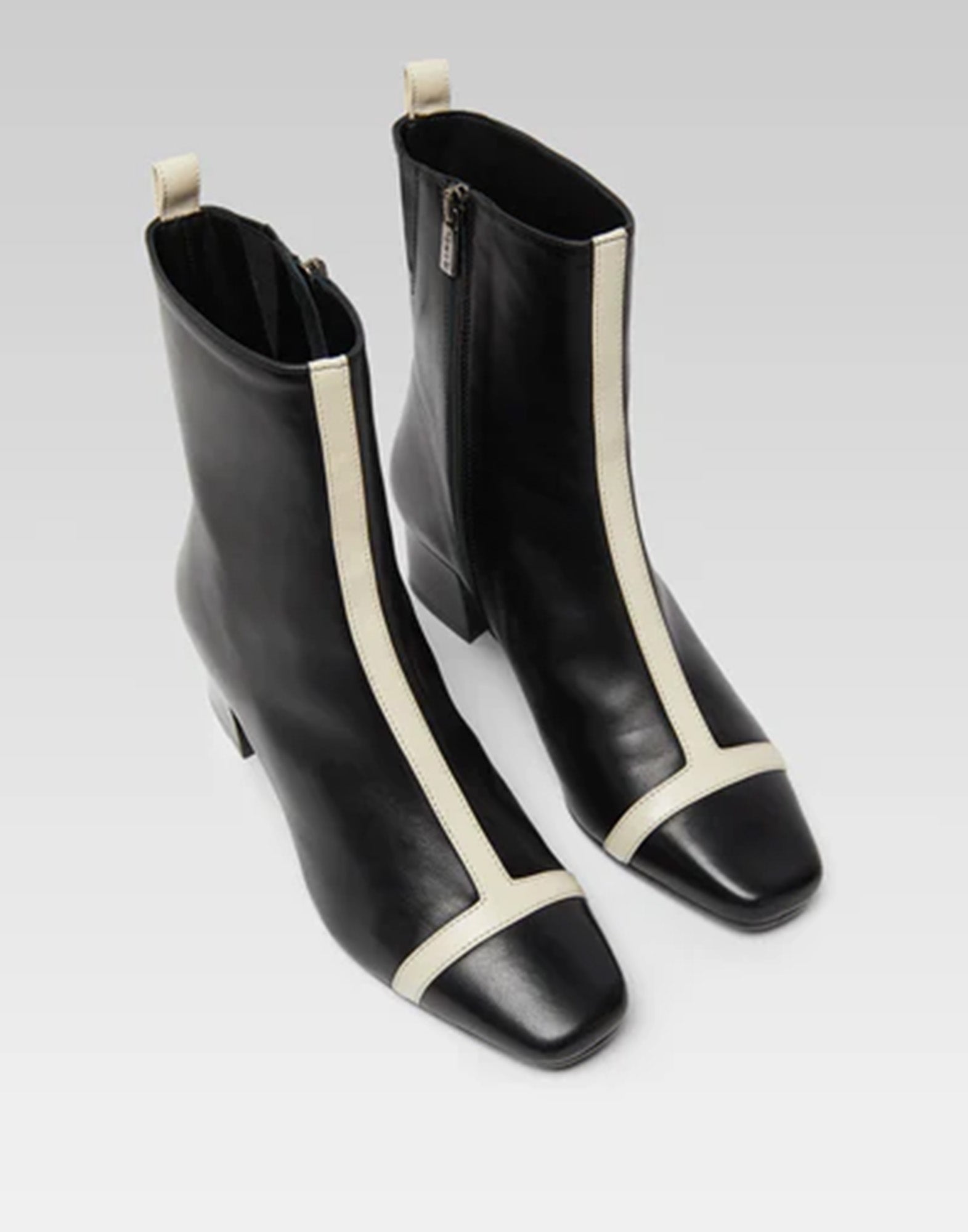 CAREL Stivaletti Audrey in Pelle Nero e Avorio