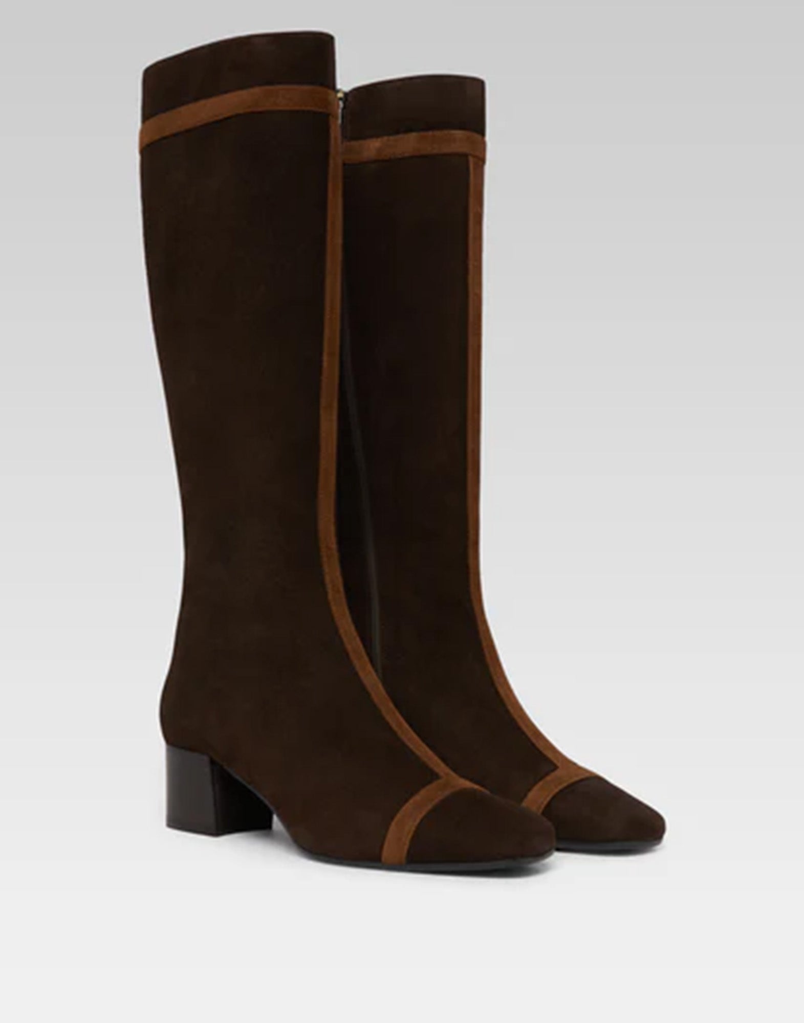 CAREL Stivali Magalie in Pelle Scamosciata Marrone e Cammello