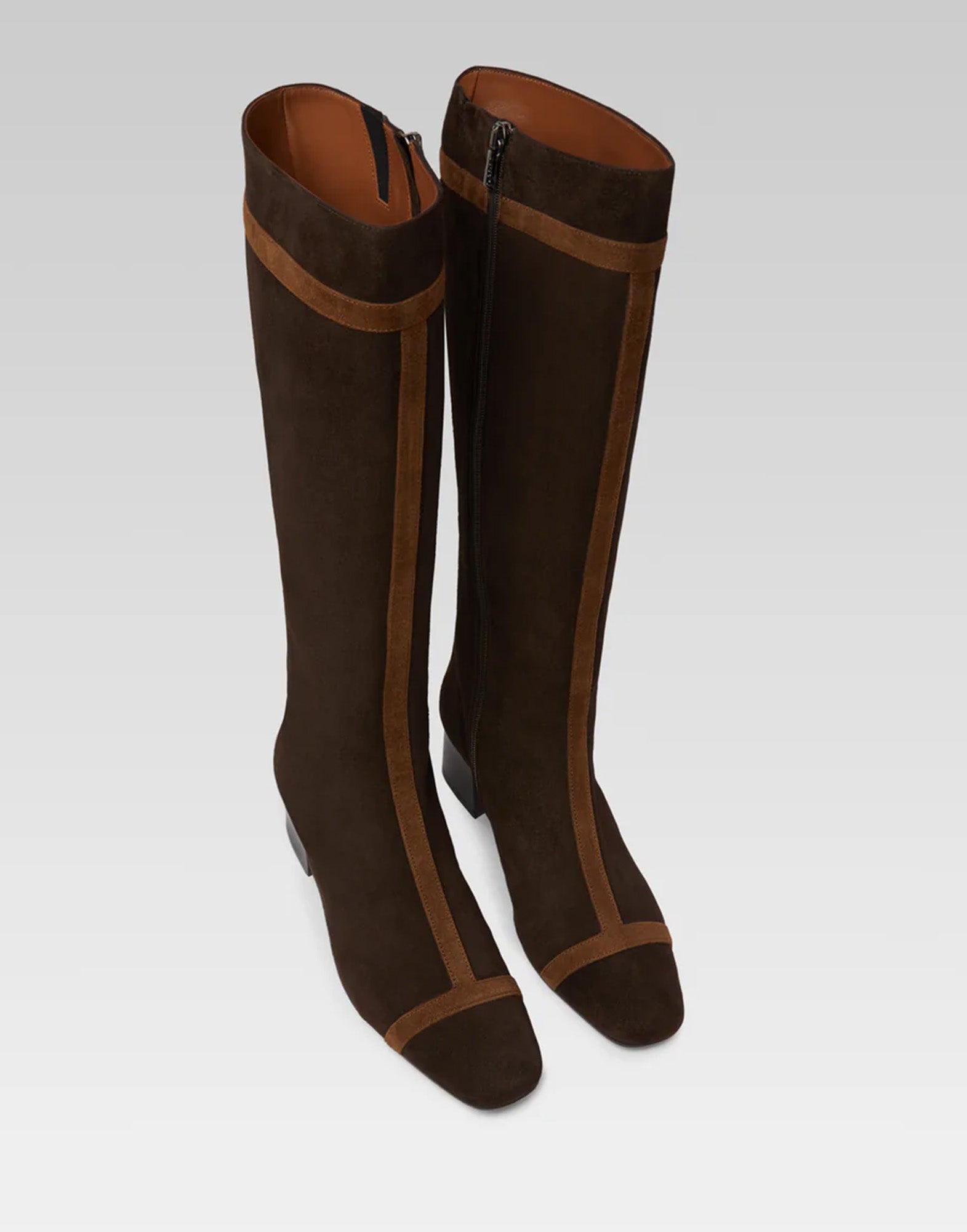 CAREL Stivali Magalie in Pelle Scamosciata Marrone e Cammello