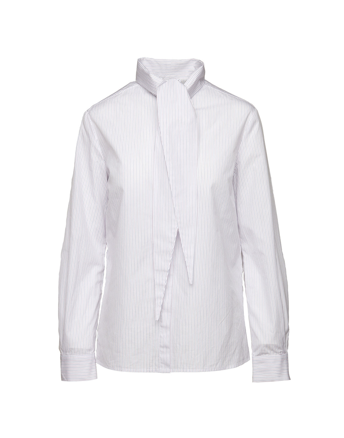 DOUUOD Camicia con Collo a Nastro in Popeline Rigato Bianco/Bordeaux/Blu