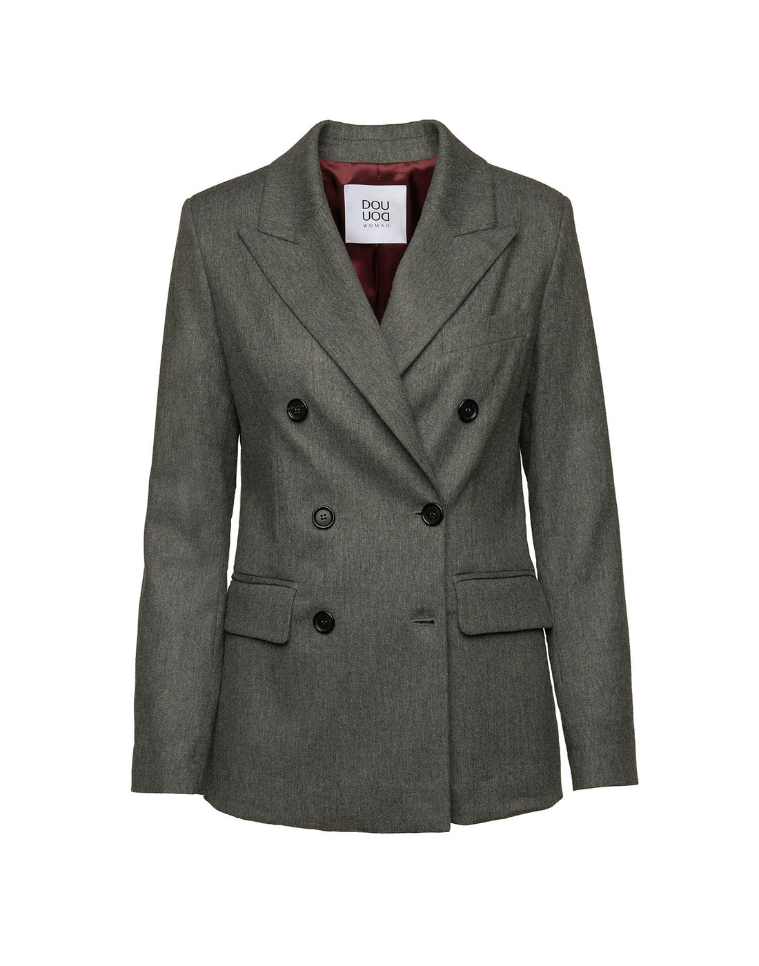 DOUUOD Giacca Doppio Petto in Flanella Misto Lana Stretch Grigio Fumo