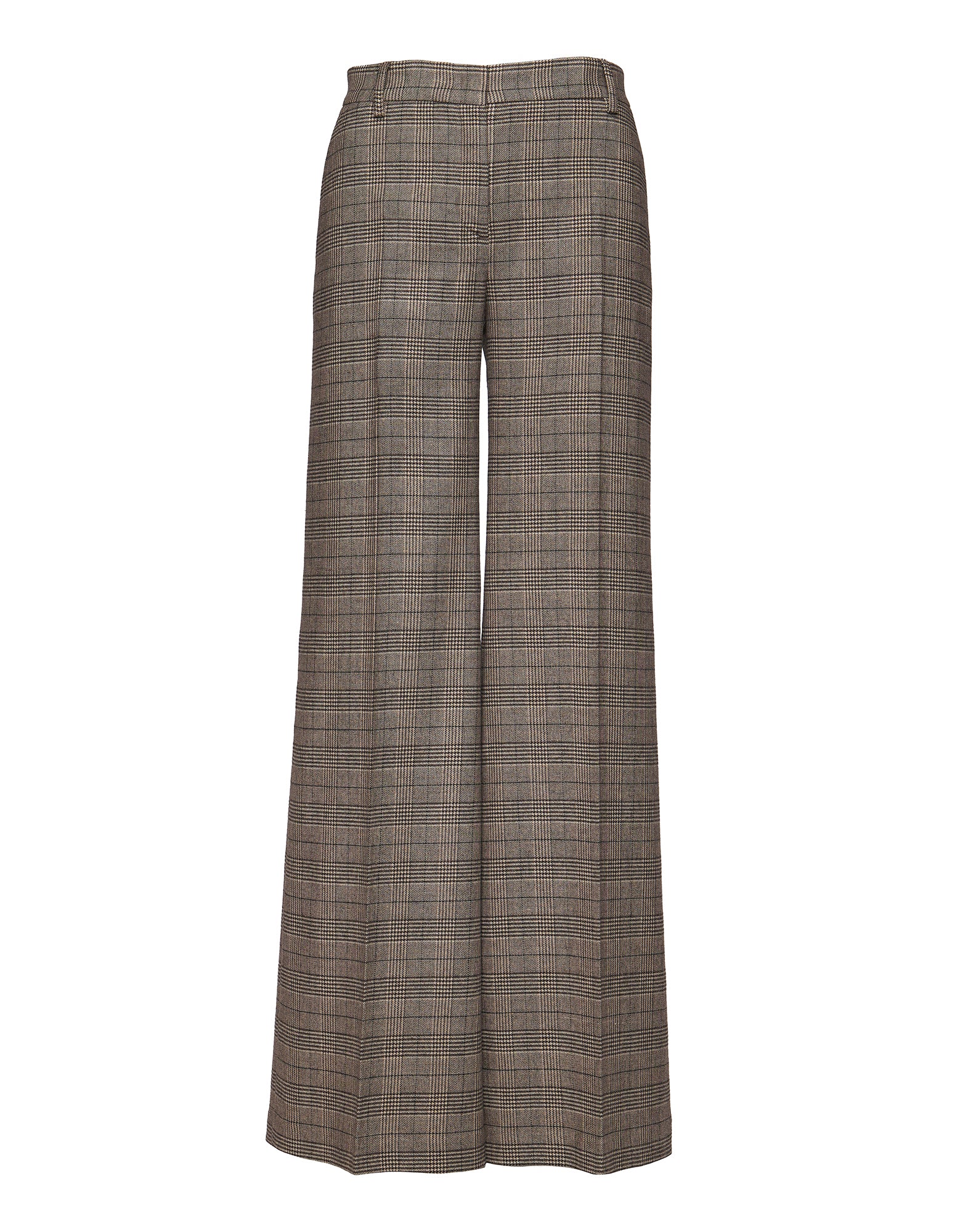 DOUUOD Pantaloni Ampi a Vita Alta in Prince of Wales Comfort