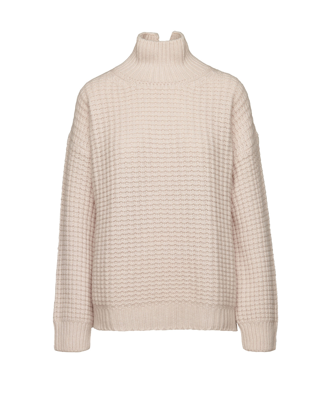 DOUUOD Maglione Dolcevita in Catenella di Lana Extrafine/Cashmere Porcellana