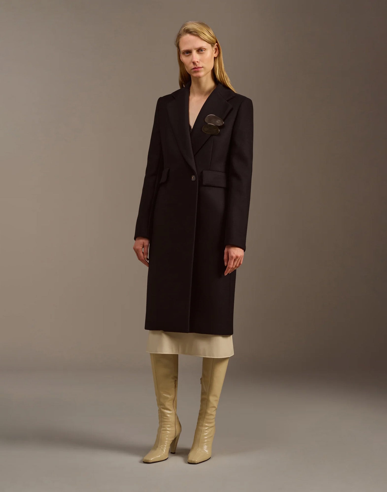 ERIKA CAVALLINI Cappotto in Panno di Lana Giada Nero