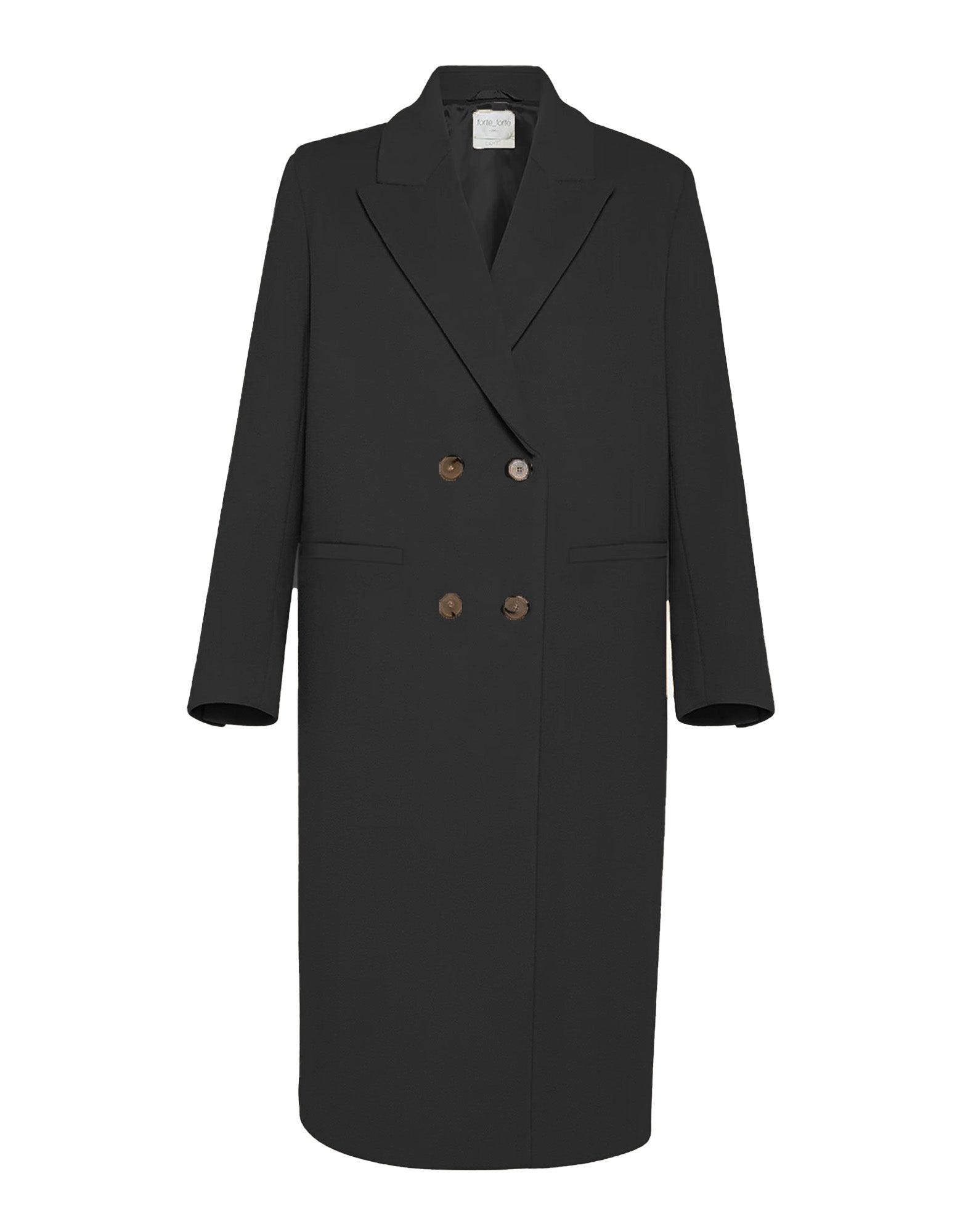 FORTE FORTE Cappotto in Panno Velour di Misto Cashmere Nero