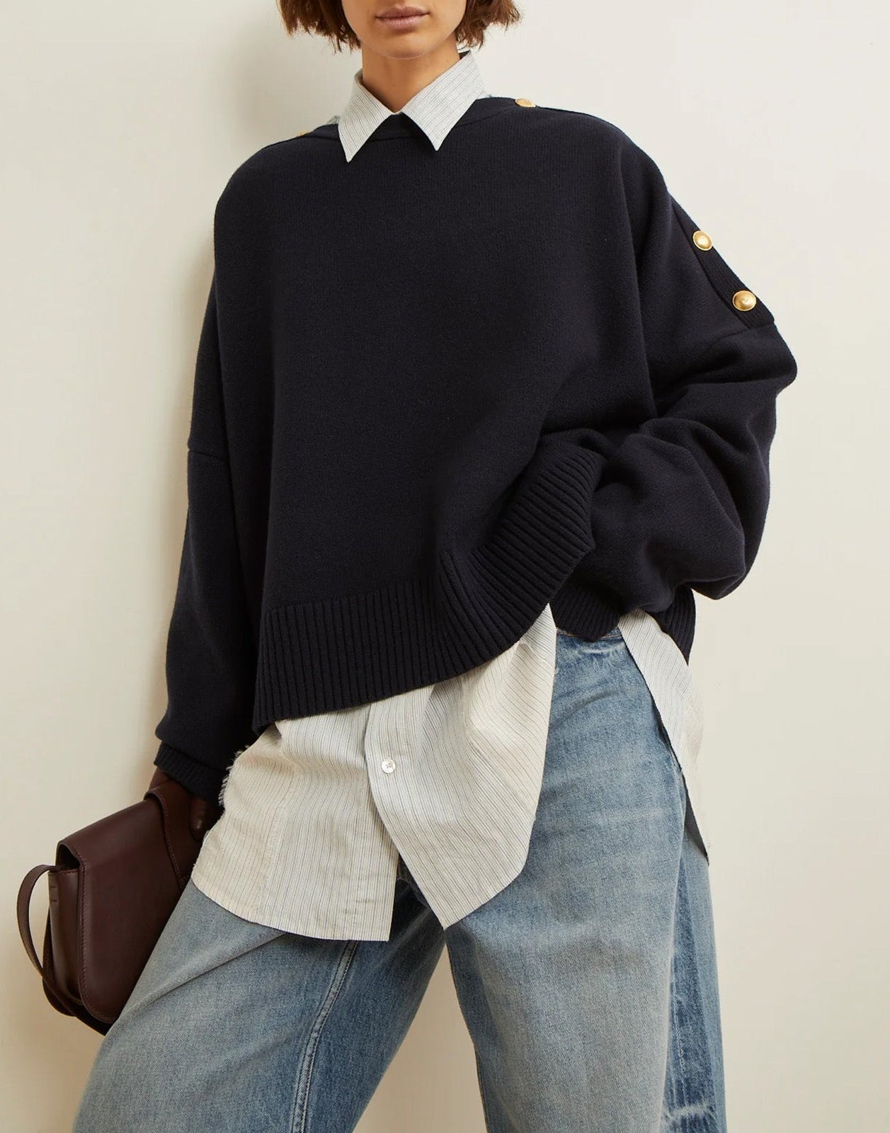 LAURENCE BRAS Maglione Caban Blu Navy