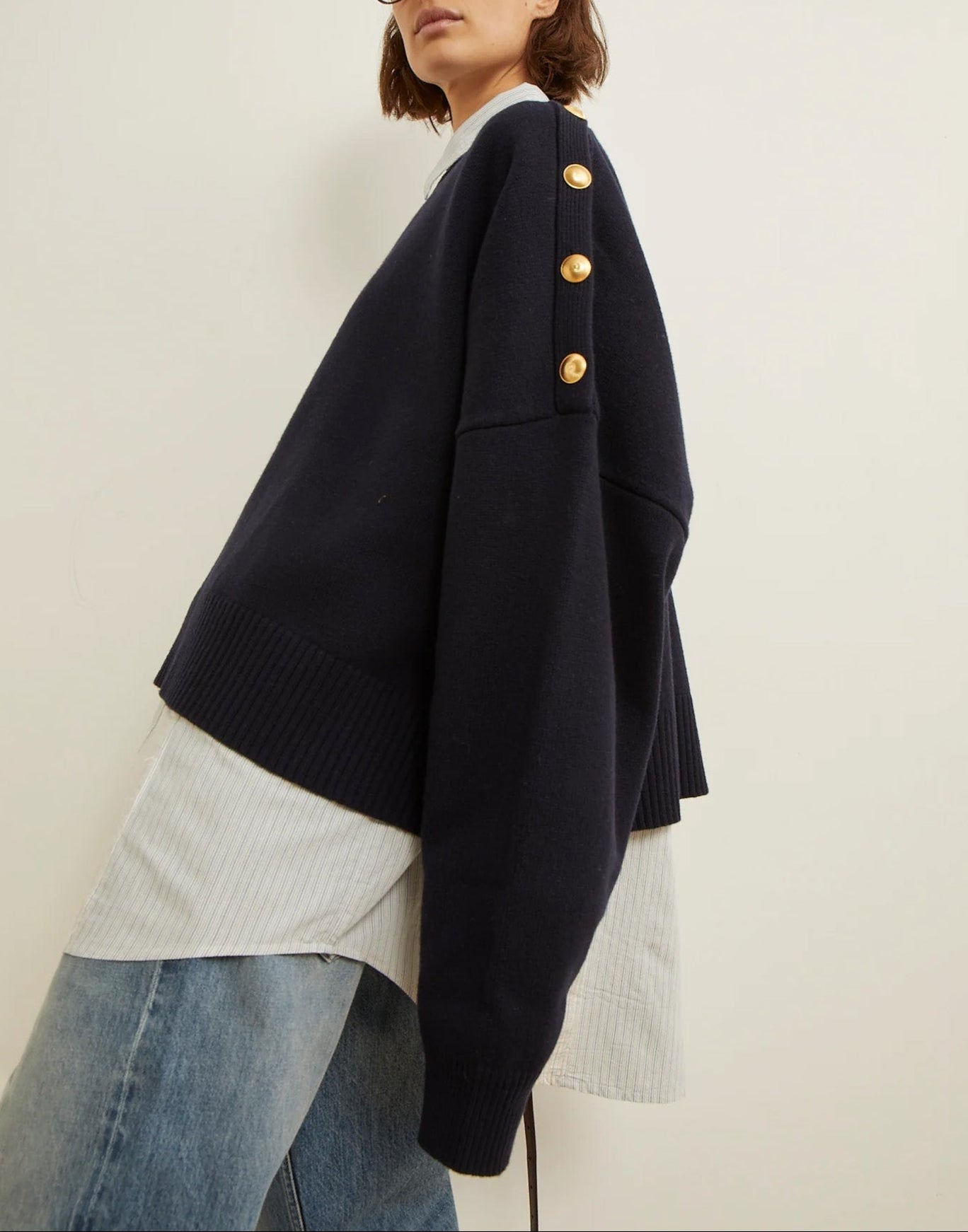 LAURENCE BRAS Maglione Caban Blu Navy