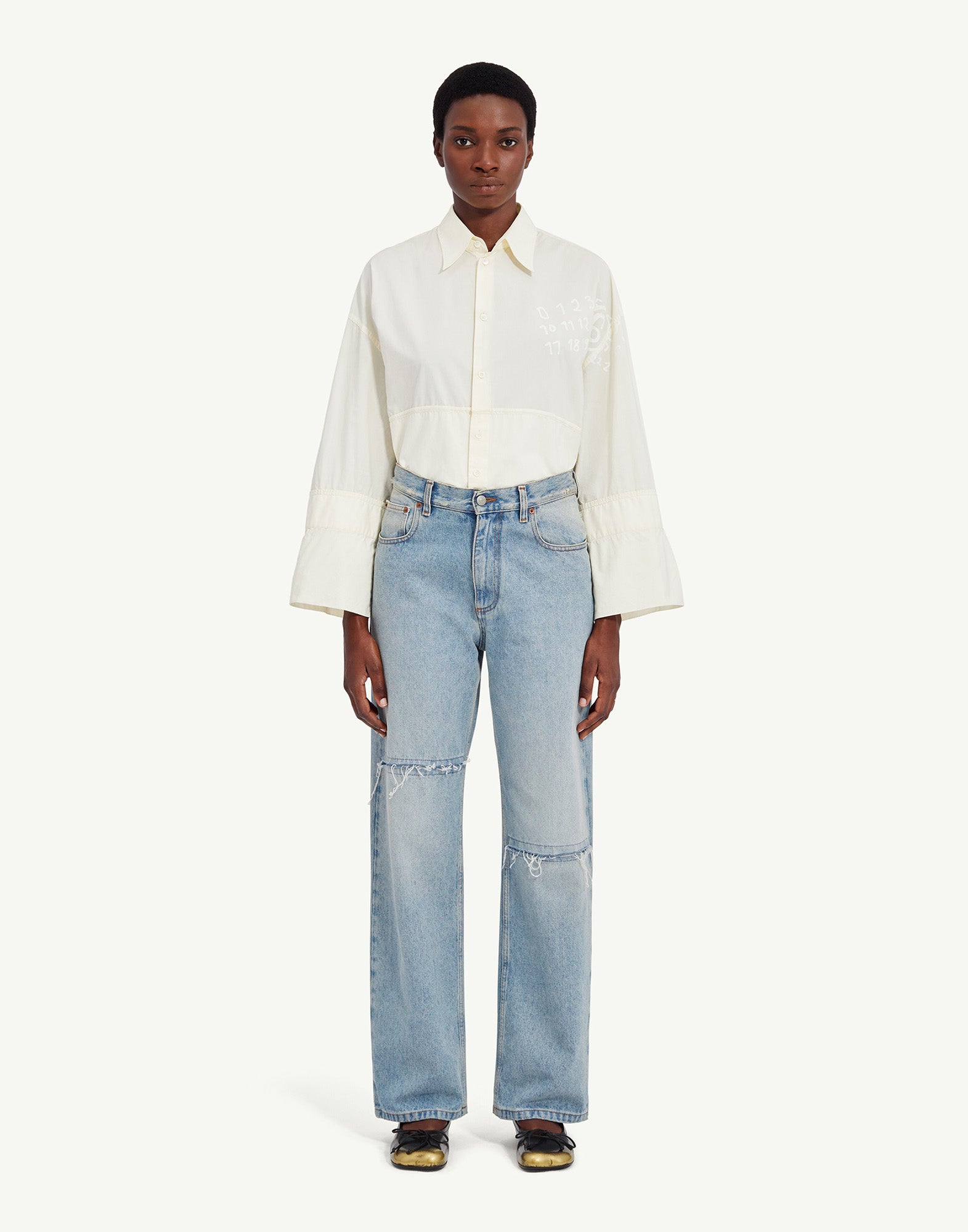 MM6 MAISON MARGIELA Denim 5 Tasche con Rotture