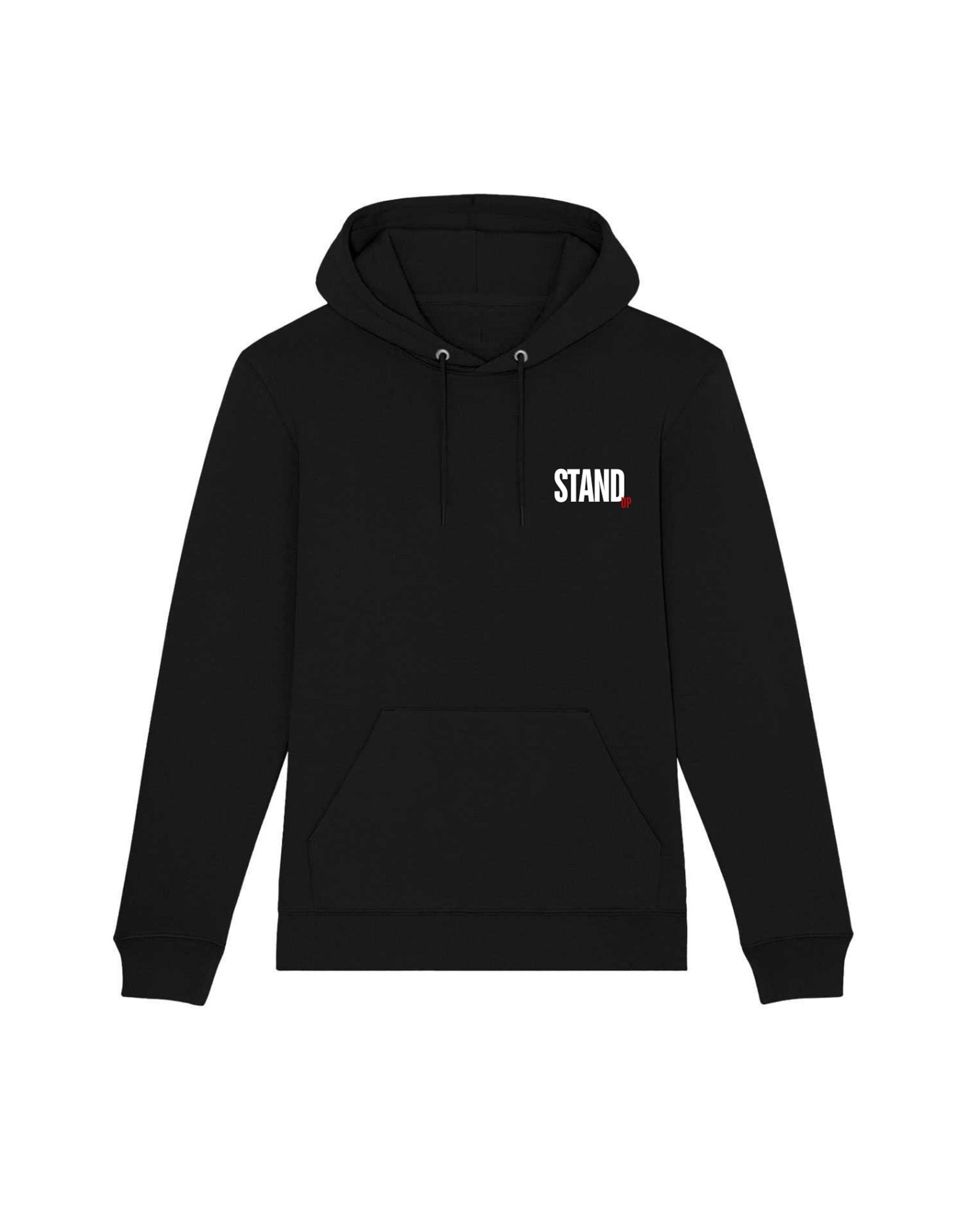 STAND UP Felpa con Cappuccio Black con Stampa – Fango