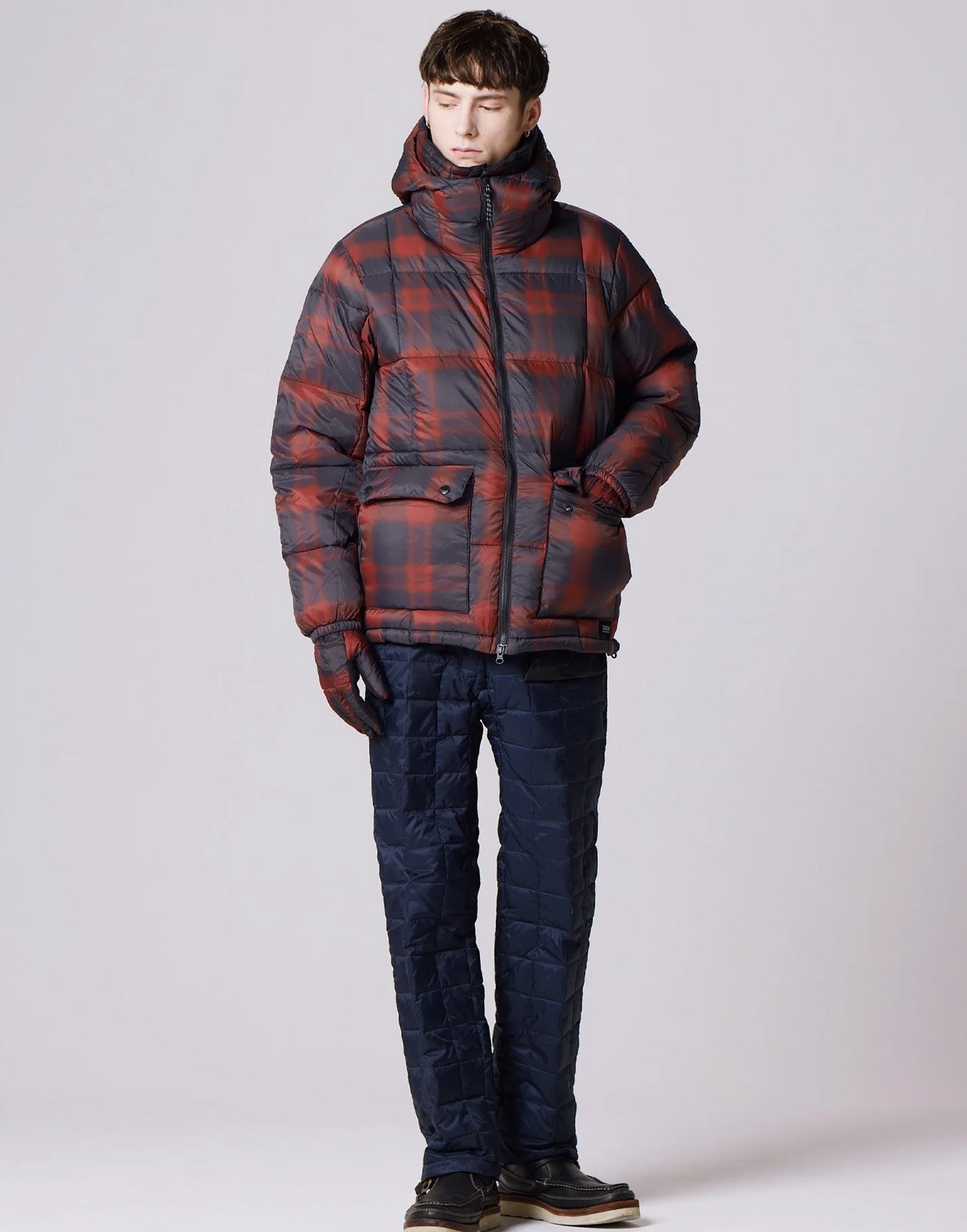 TAION Piumino Mountain con Cappuccio Black/Red Check