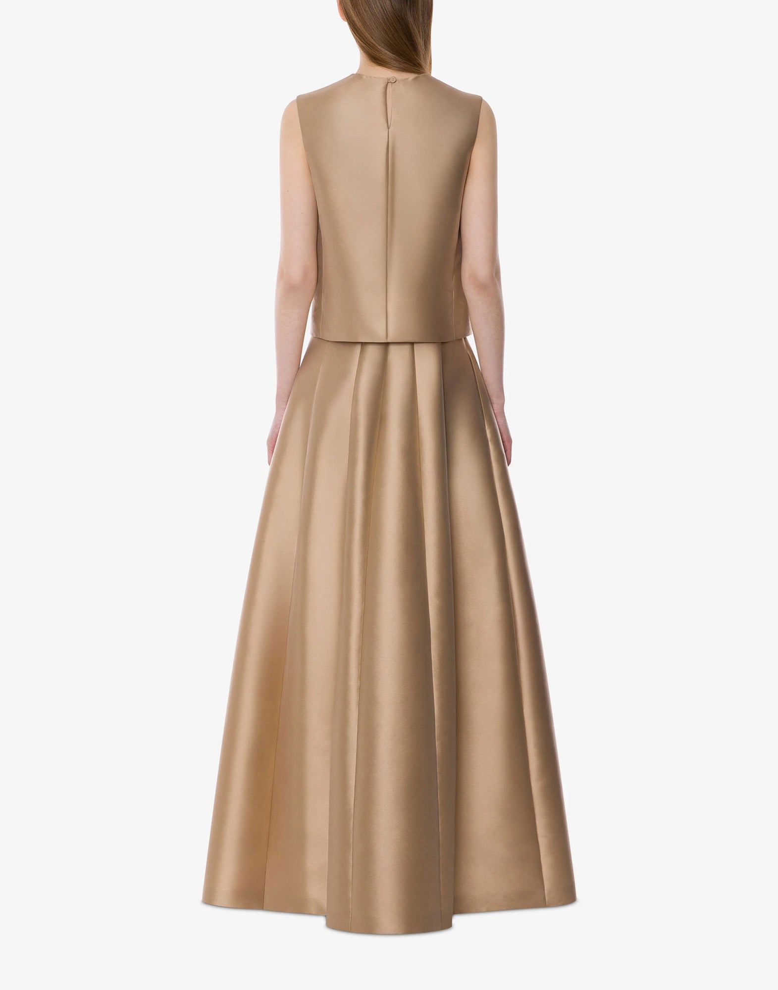ALBERTA FERRETTI Maxi Gonna in Mikado a Vita Alta Beige