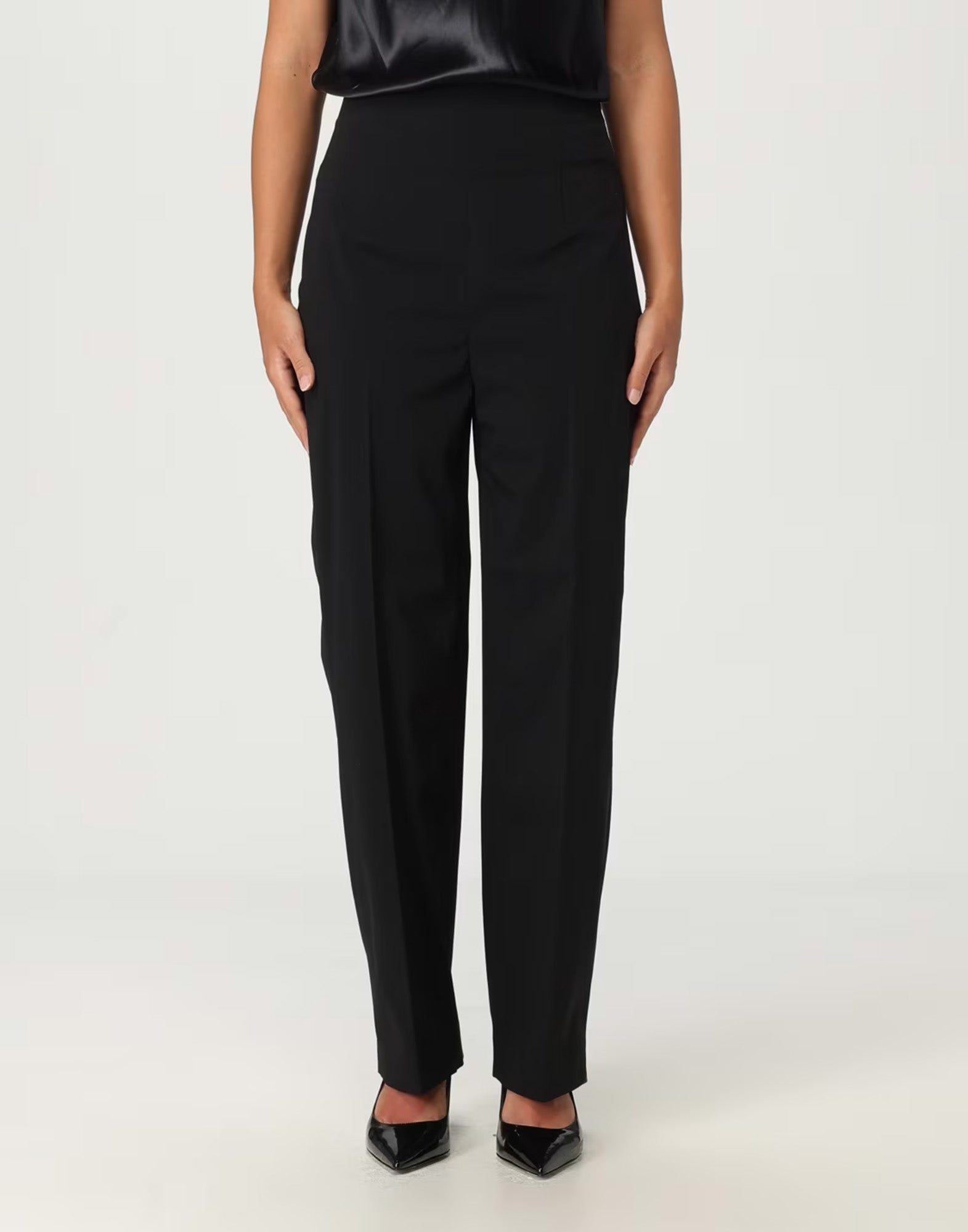 ALBERTA FERRETTI Pantalone Classico in Misto Lana Vergine Nero