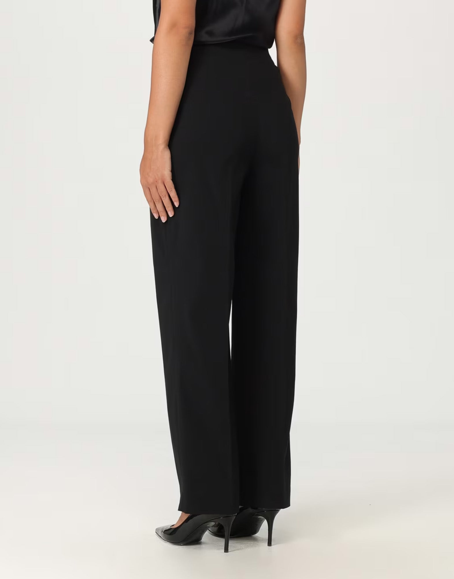 ALBERTA FERRETTI Pantalone Classico in Misto Lana Vergine Nero