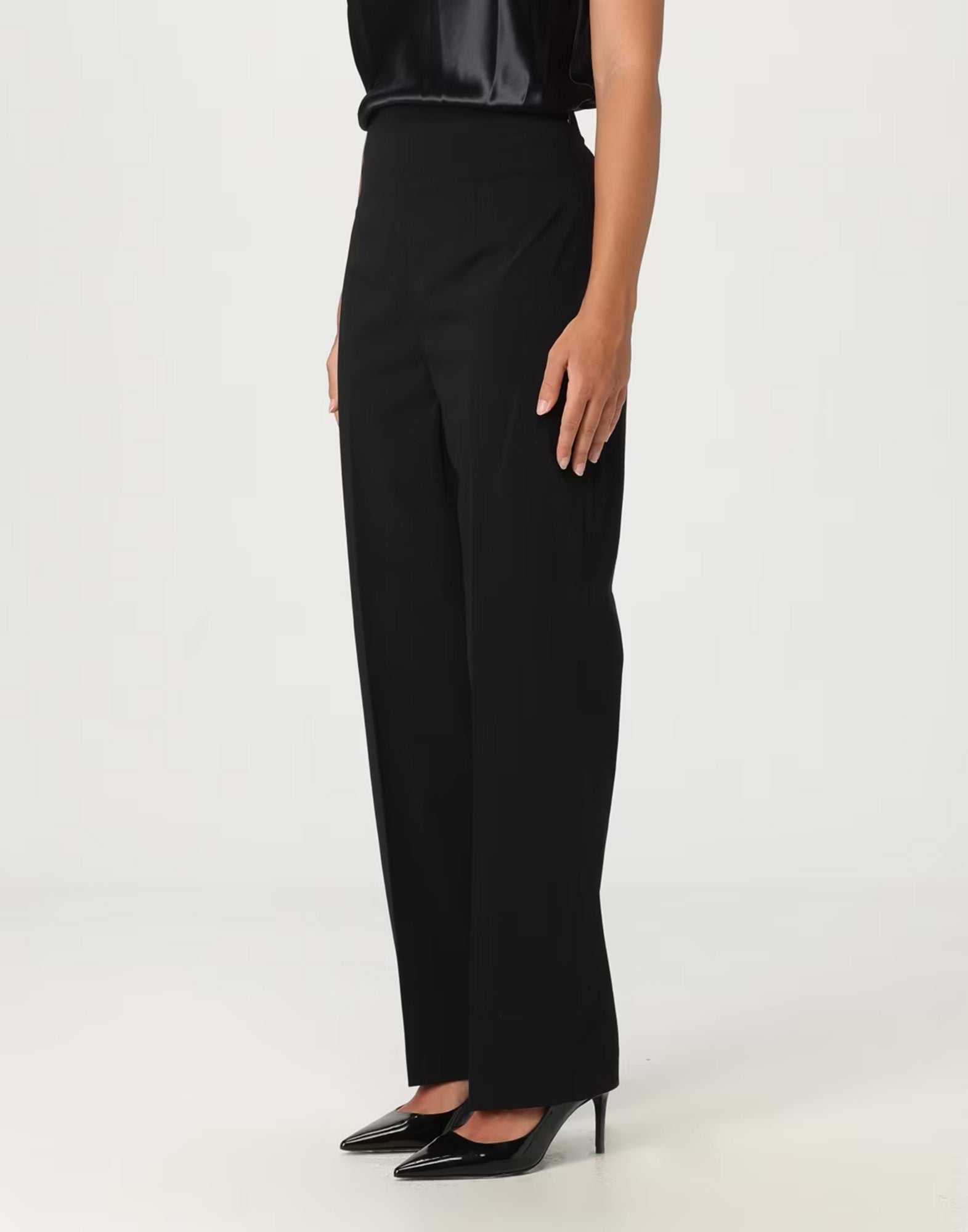 ALBERTA FERRETTI Pantalone Classico in Misto Lana Vergine Nero