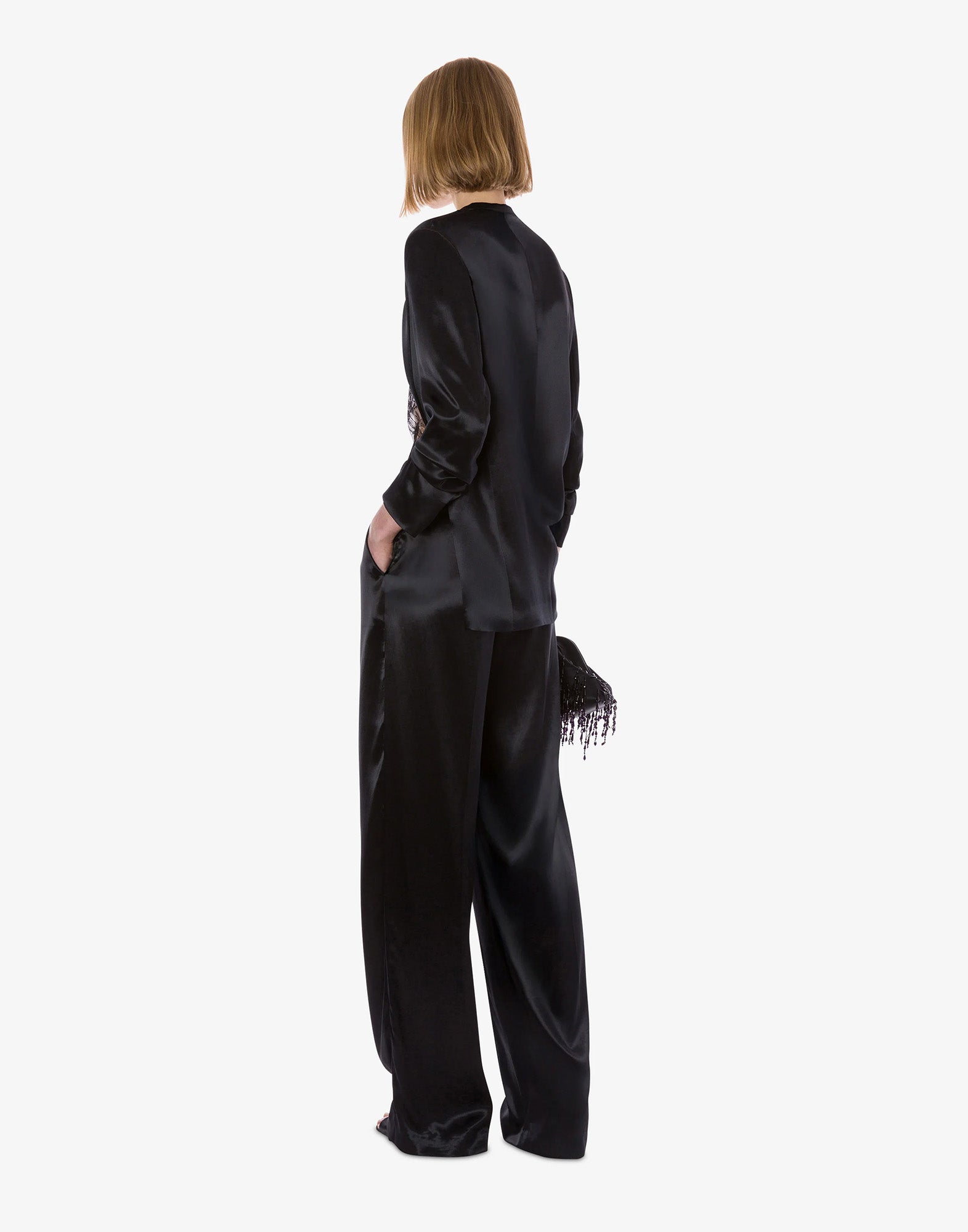 ALBERTA FERRETTI Pantaloni in Raso Lucido Nero