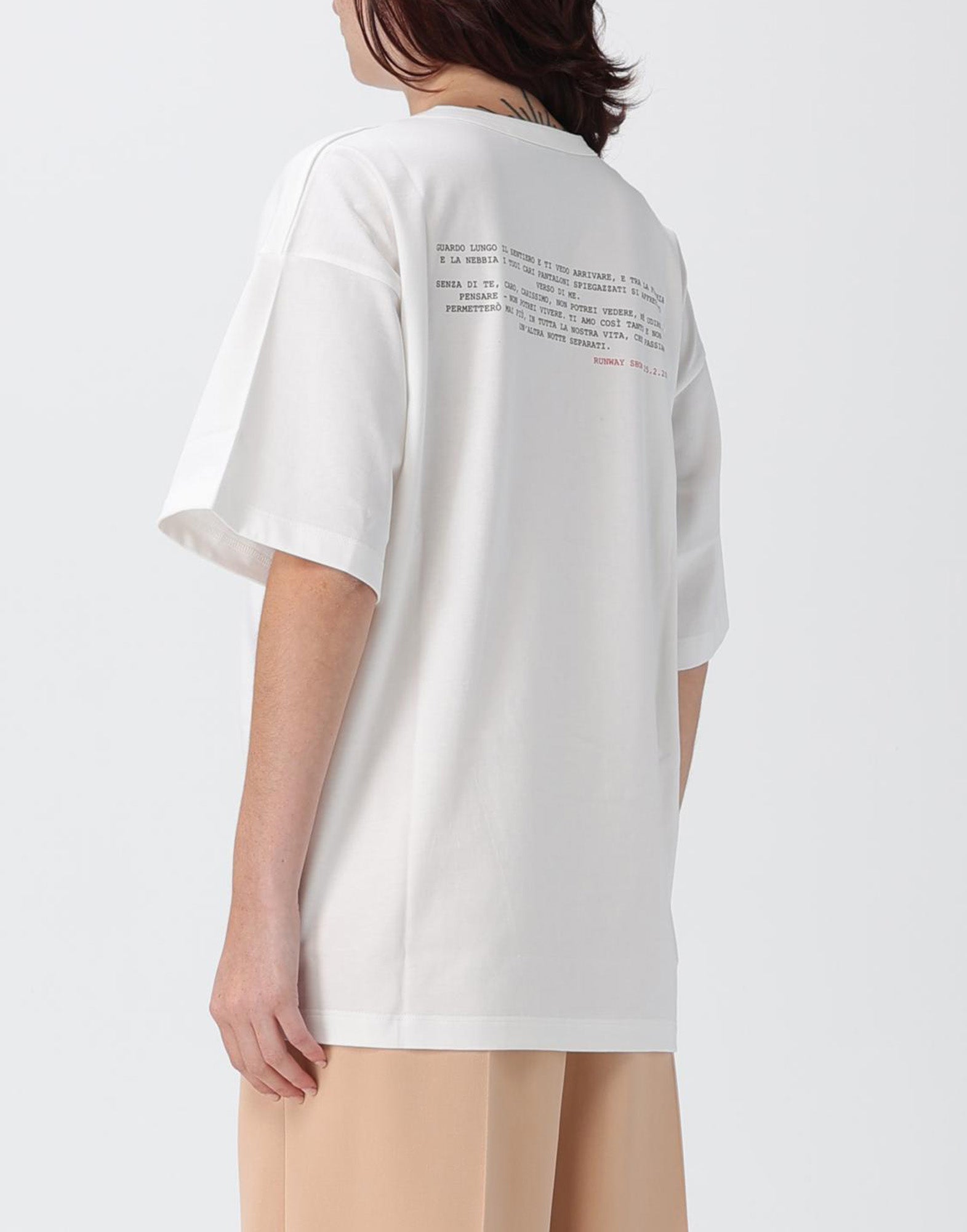 ALBERTA FERRETTI T-shirt bianca con Logo Frontale e Stampa sul Retro