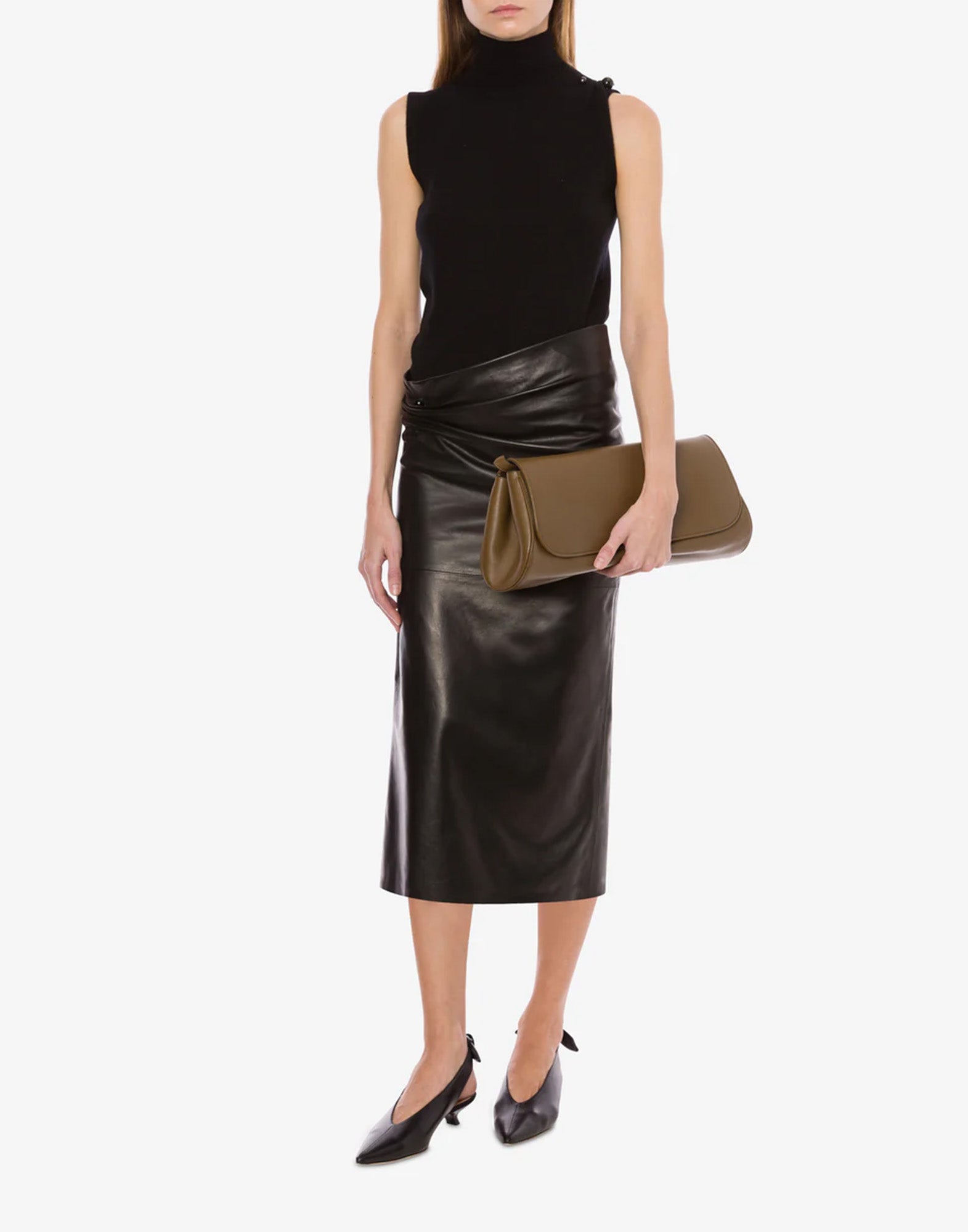 ALBERTA FERRETTI Top in Puro Cashmere con Spilla Piercing Nero