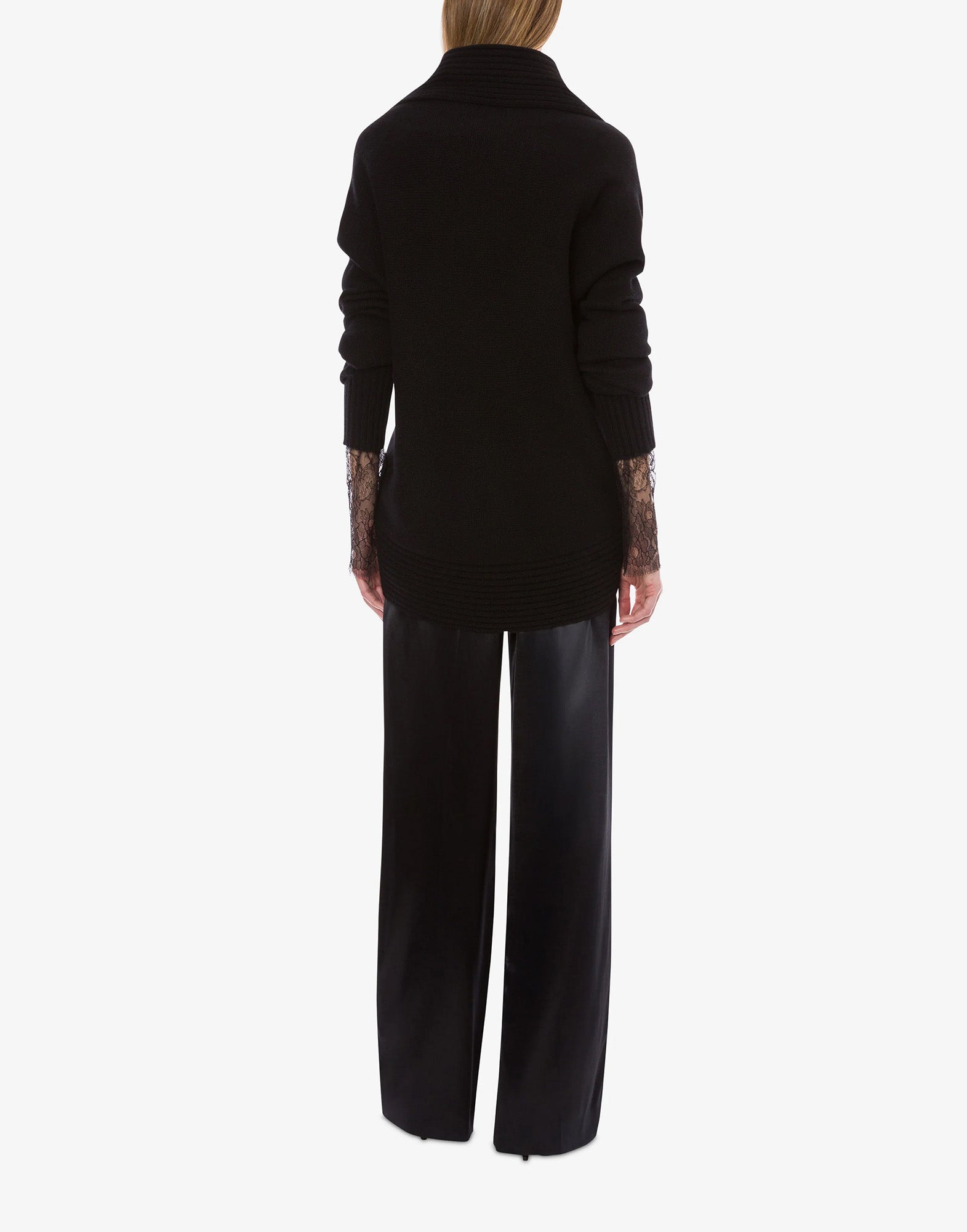 ALBERTA FERRETTI Cardigan in Lana Merino, Cashmere e Seta con Spilla Nero