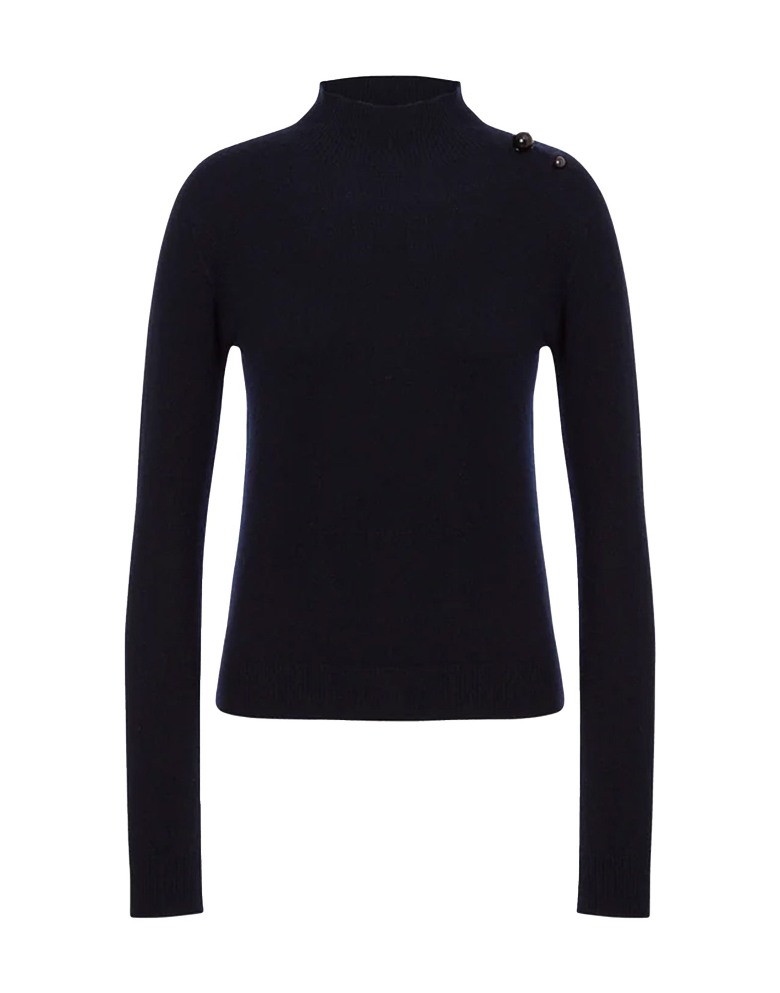 ALBERTA FERRETTI Maglione in Puro Cashmere con Spilla Piercing Blu