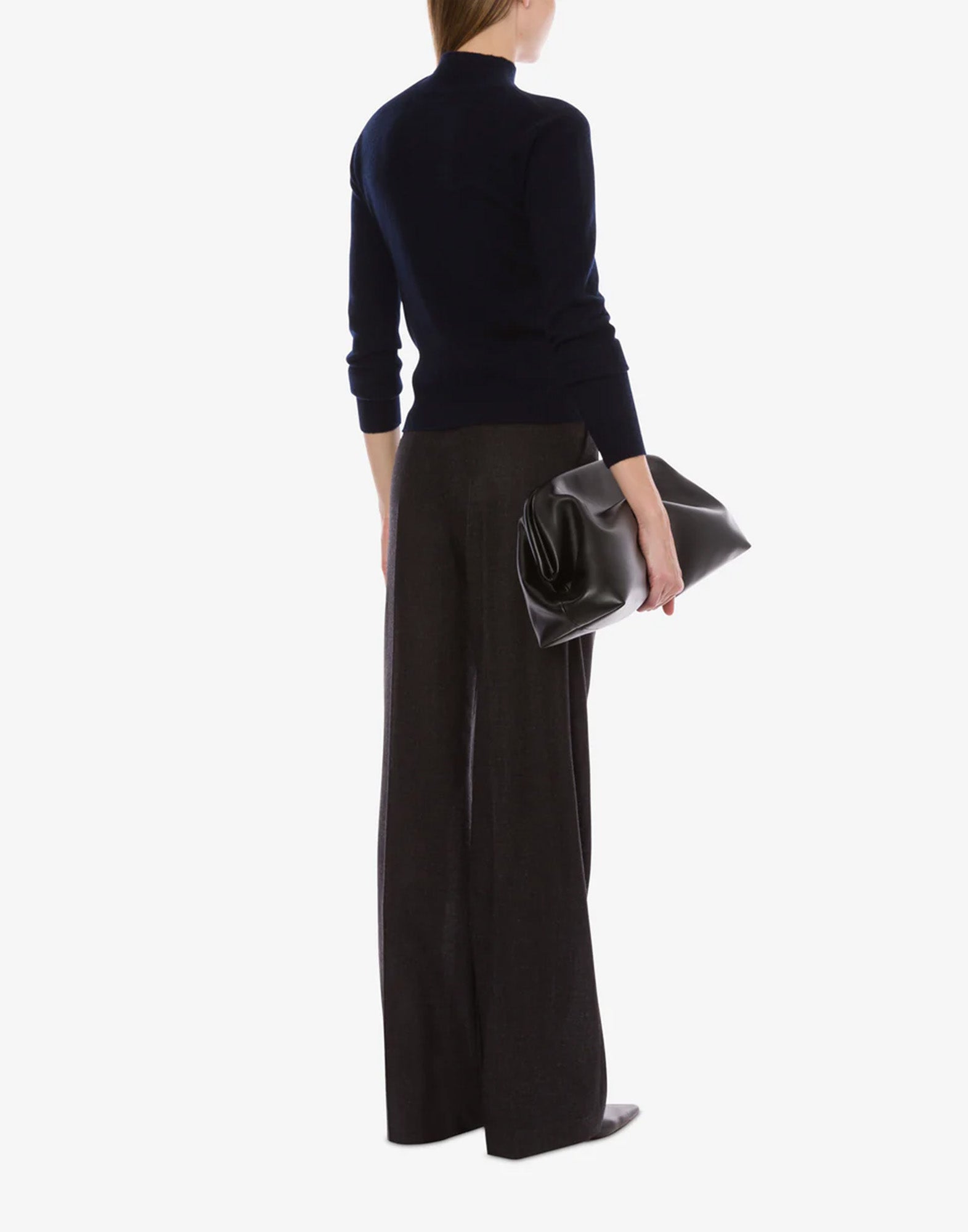 ALBERTA FERRETTI Maglione in Puro Cashmere con Spilla Piercing Blu