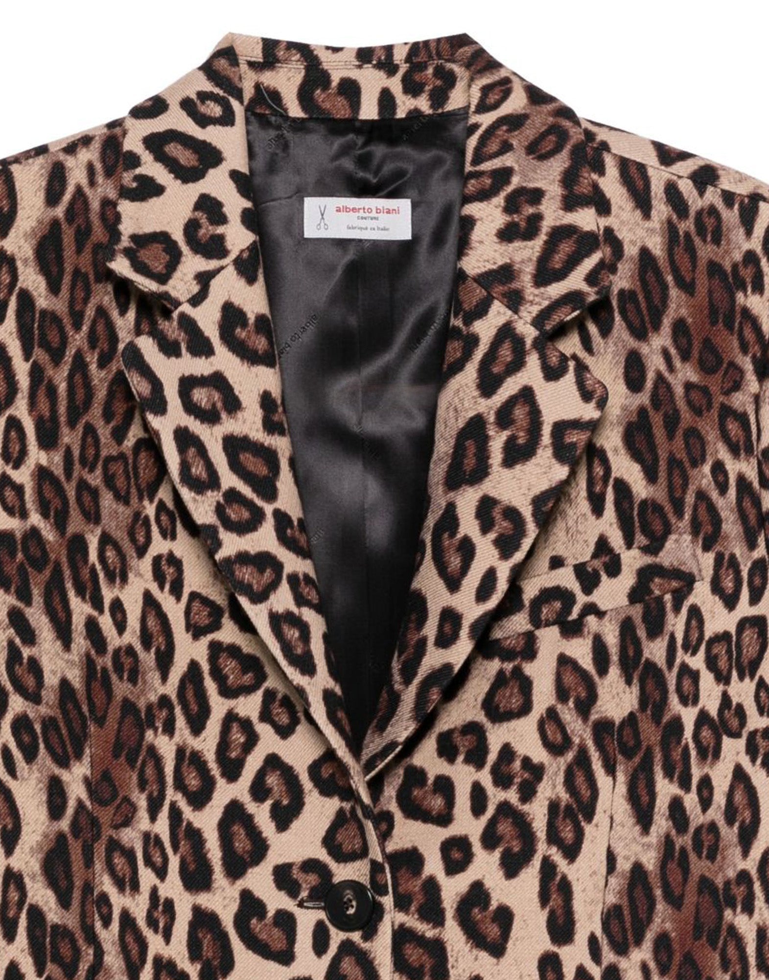 ALBERTO BIANI Giacca in Lana Diagonale Leopardata
