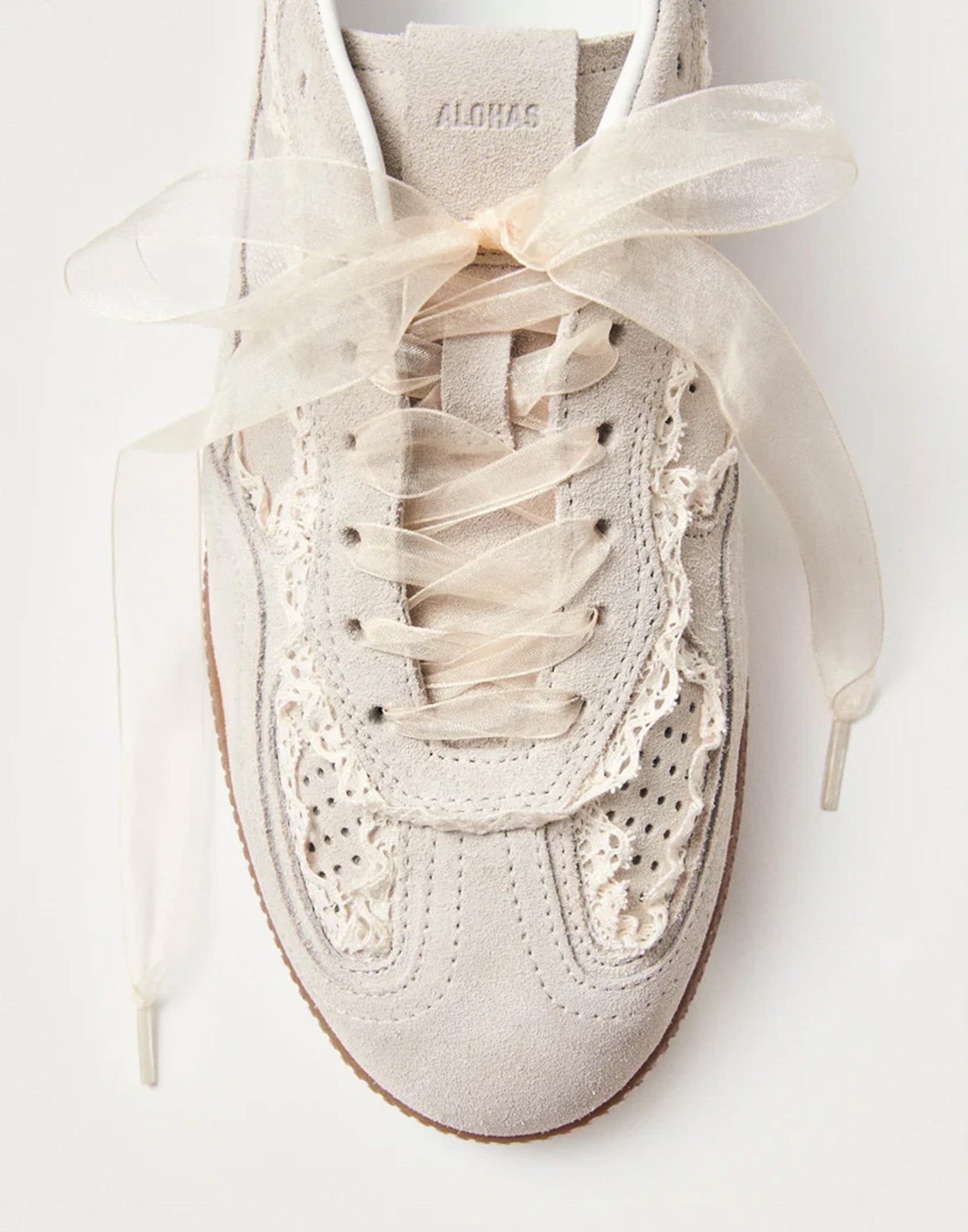 ALOHAS Sneakers Tb.490 in Pelle Crema con Dettagli Uncinetto