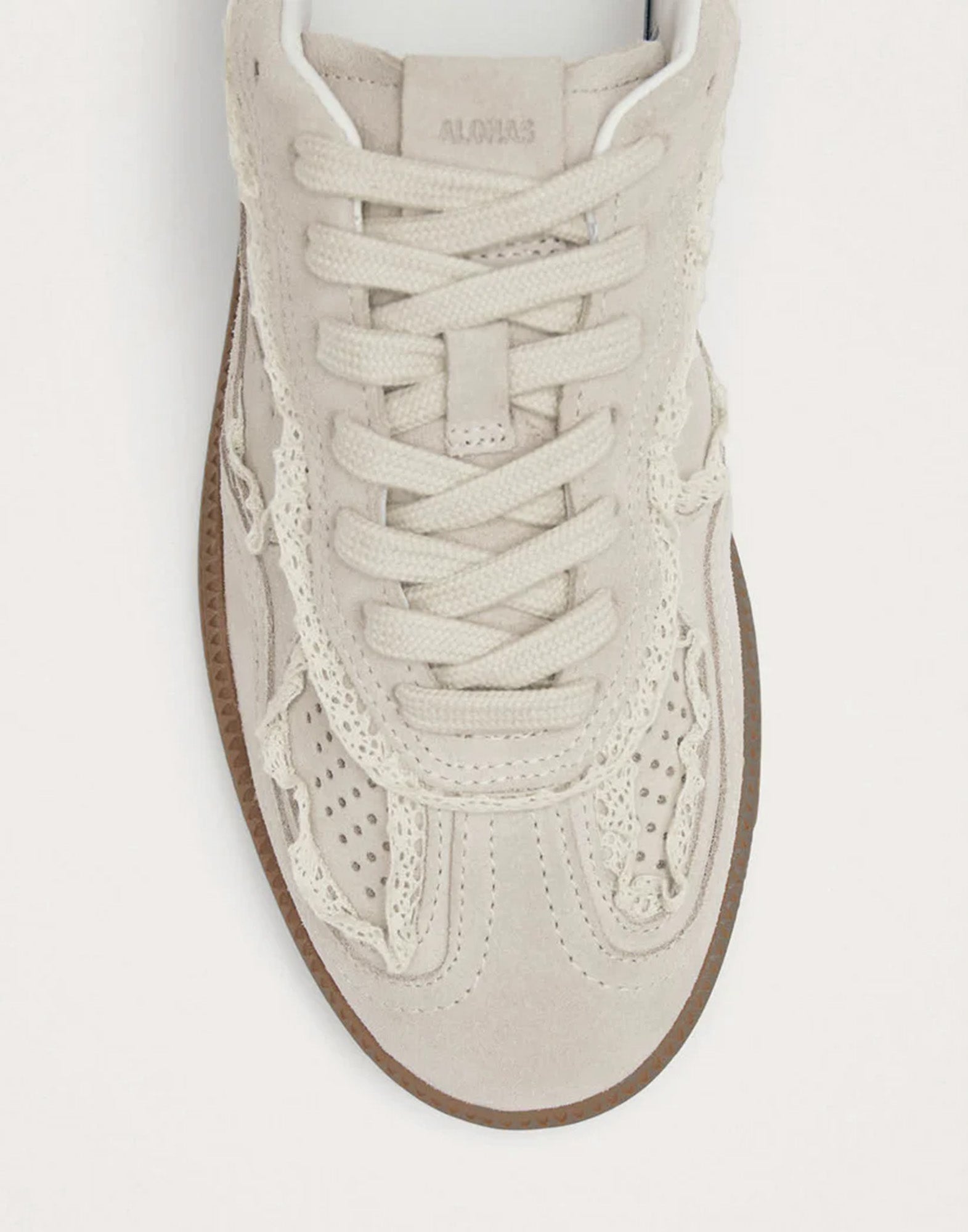 ALOHAS Sneakers Tb.490 in Pelle Crema con Dettagli Uncinetto