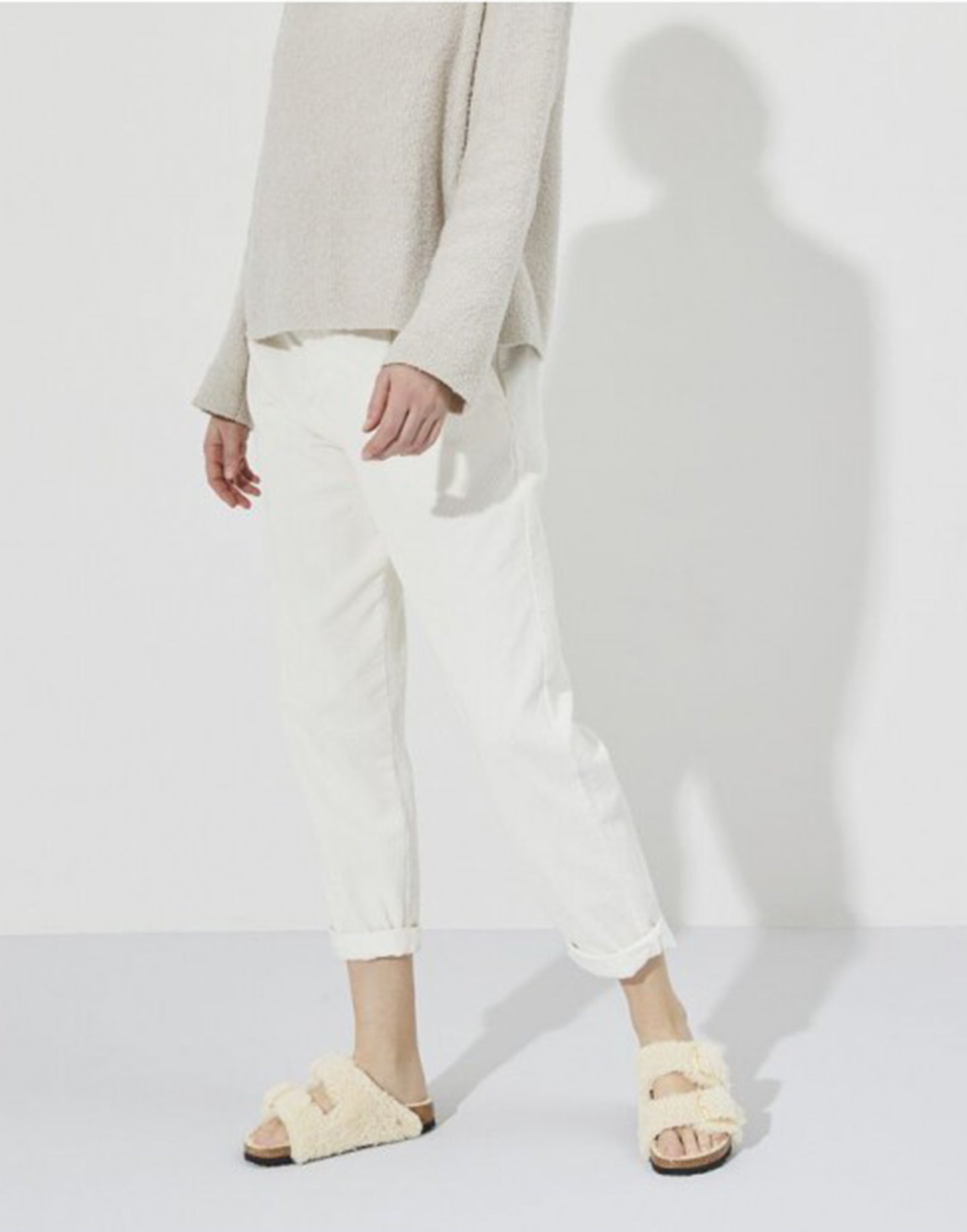 BIRKENSTOCK Arizona Big Buckle Teddy Shearling Eggshell