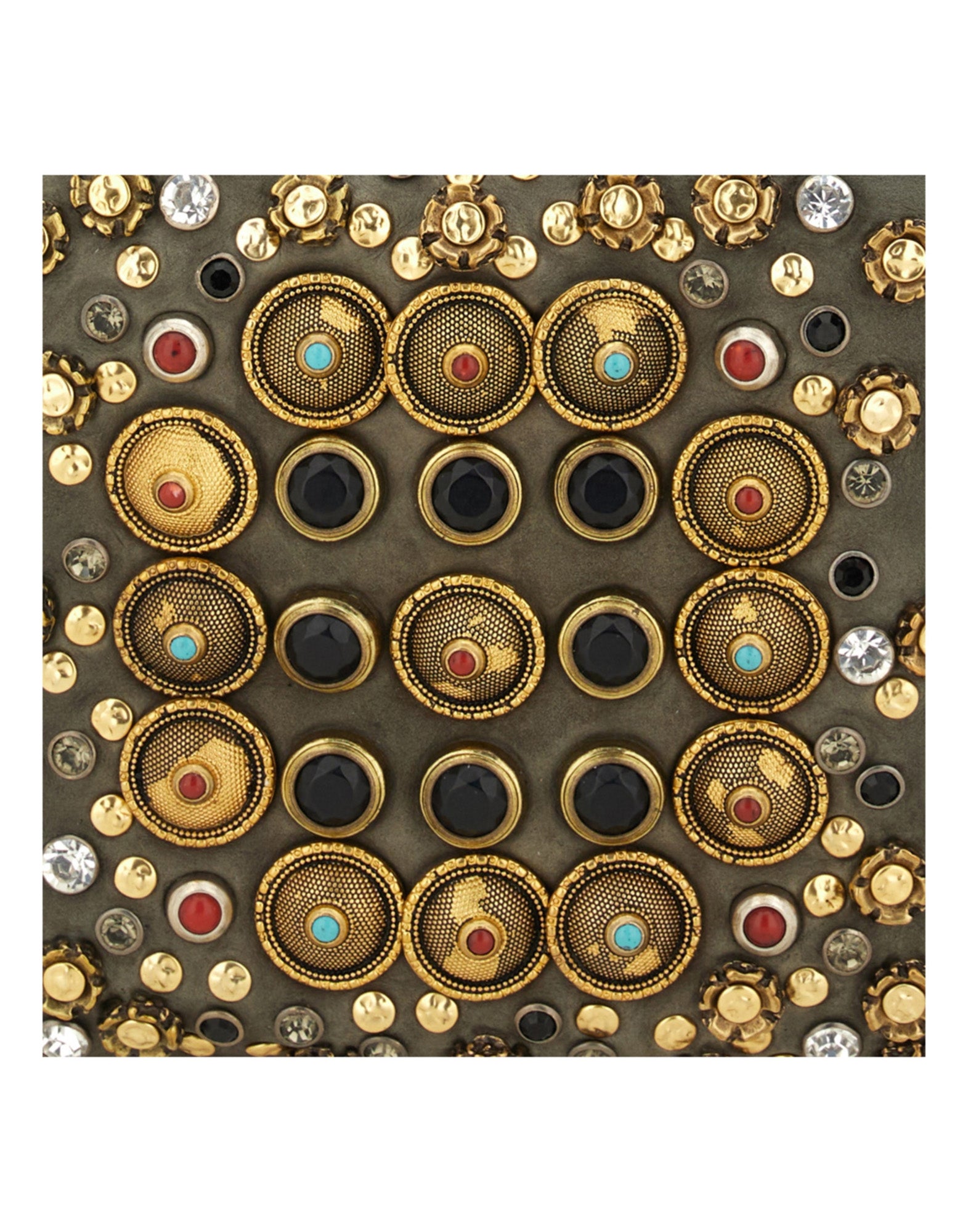 CAMPOMAGGI Camera Bag in Pelle con Borchie e Strass Cemento