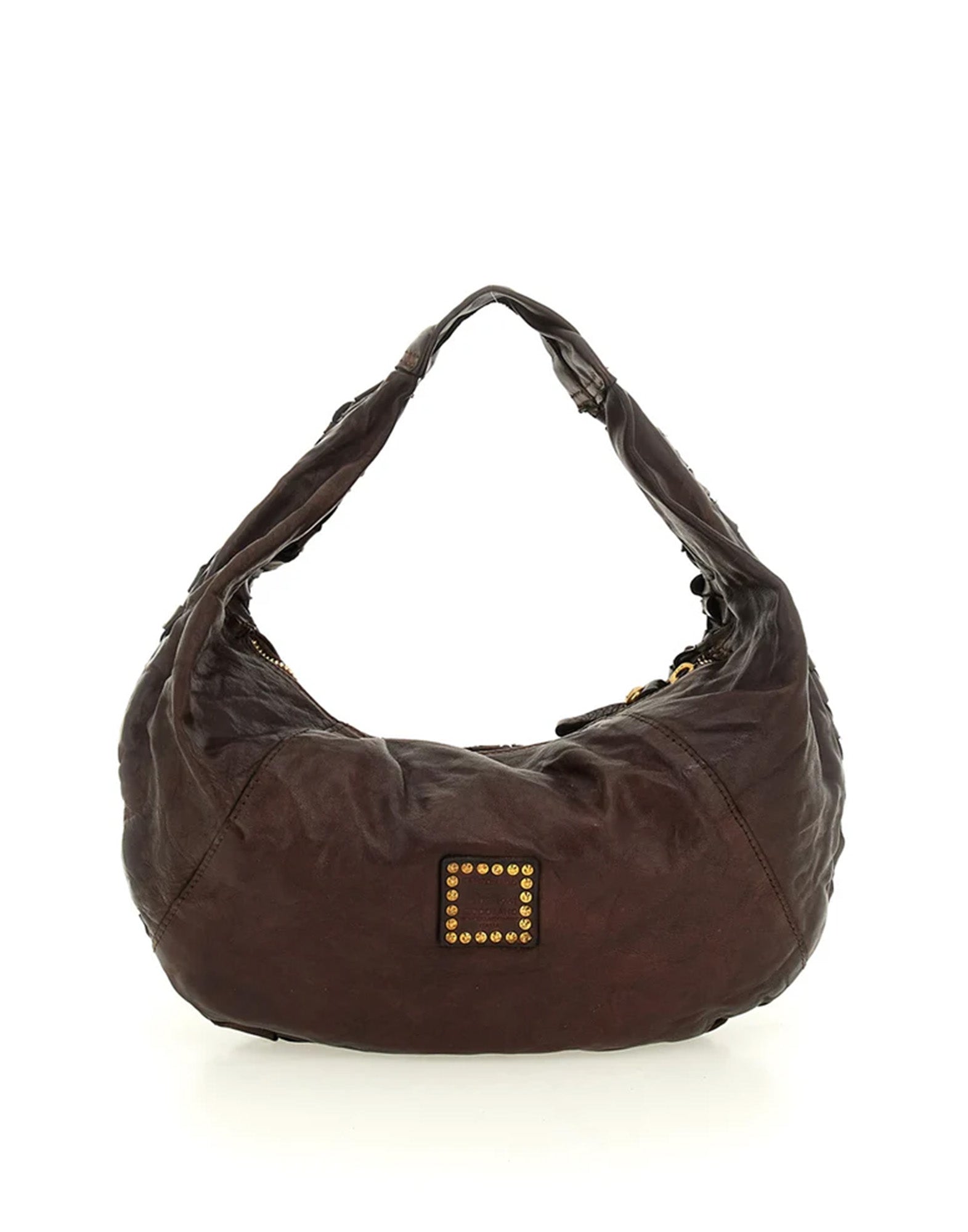 CAMPOMAGGI Borsa a Spalla in Pelle Intrecciata Moro