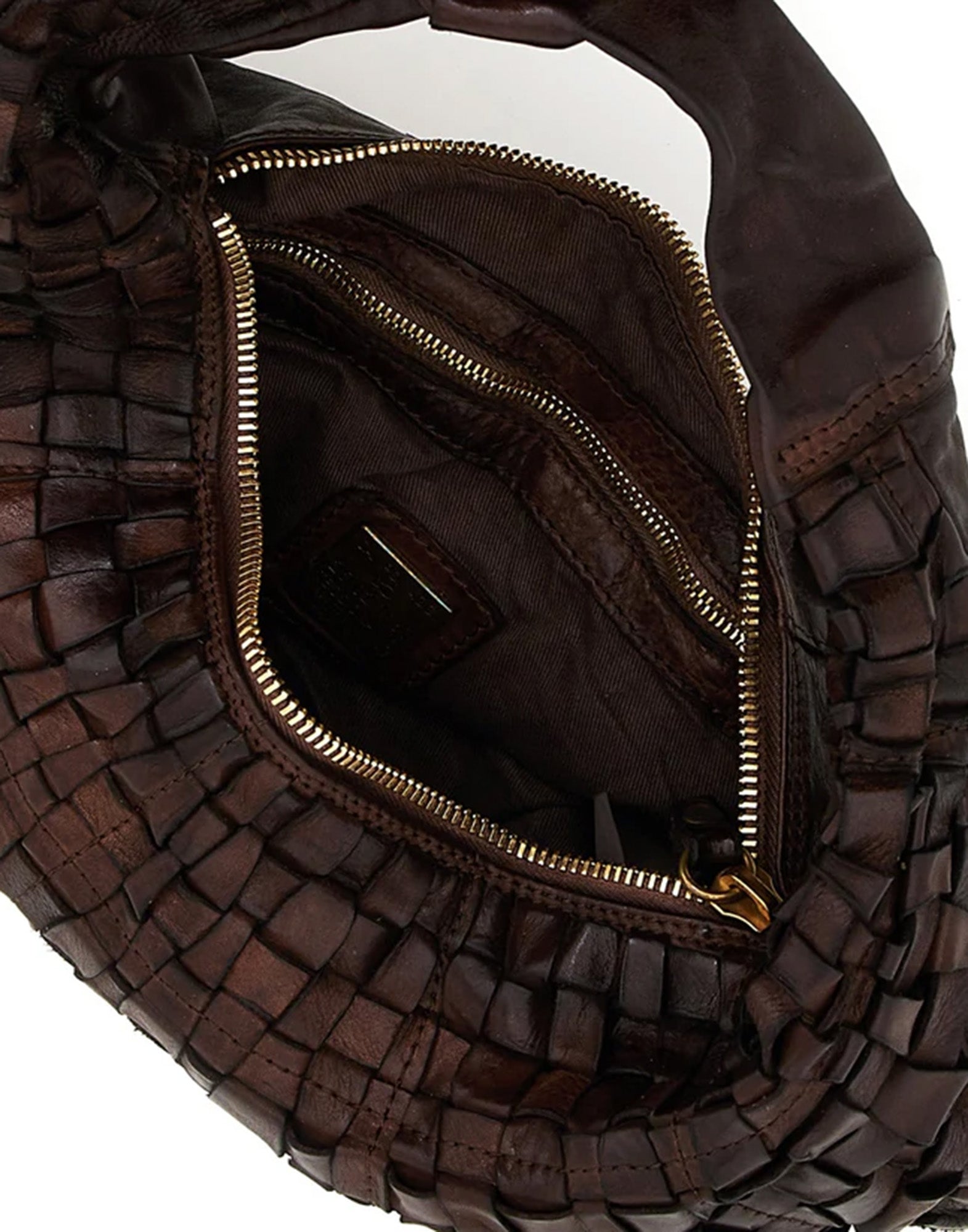 CAMPOMAGGI Borsa a Spalla in Pelle Intrecciata Moro