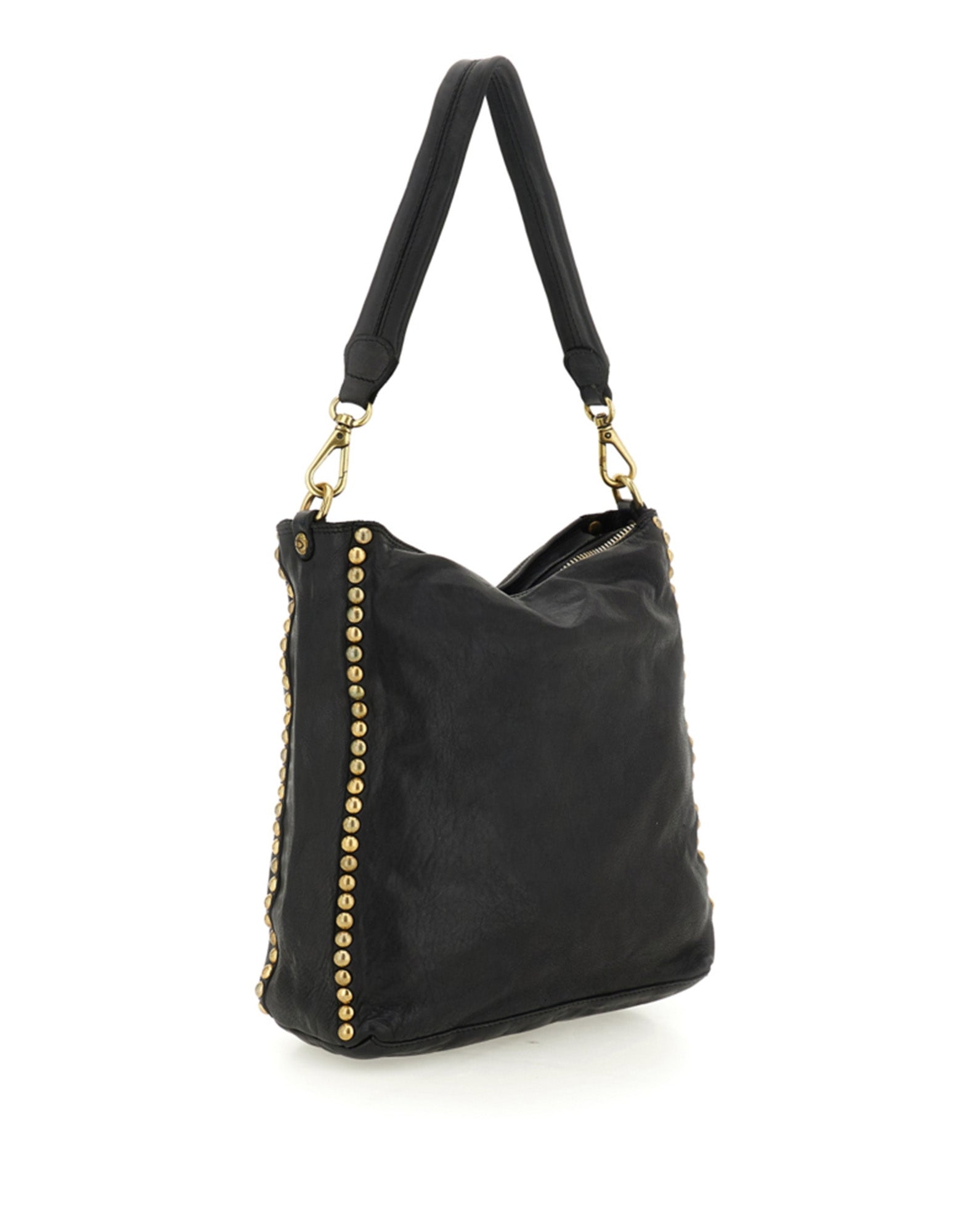 CAMPOMAGGI Borsa a Spalla in Pelle con Borchie Nera