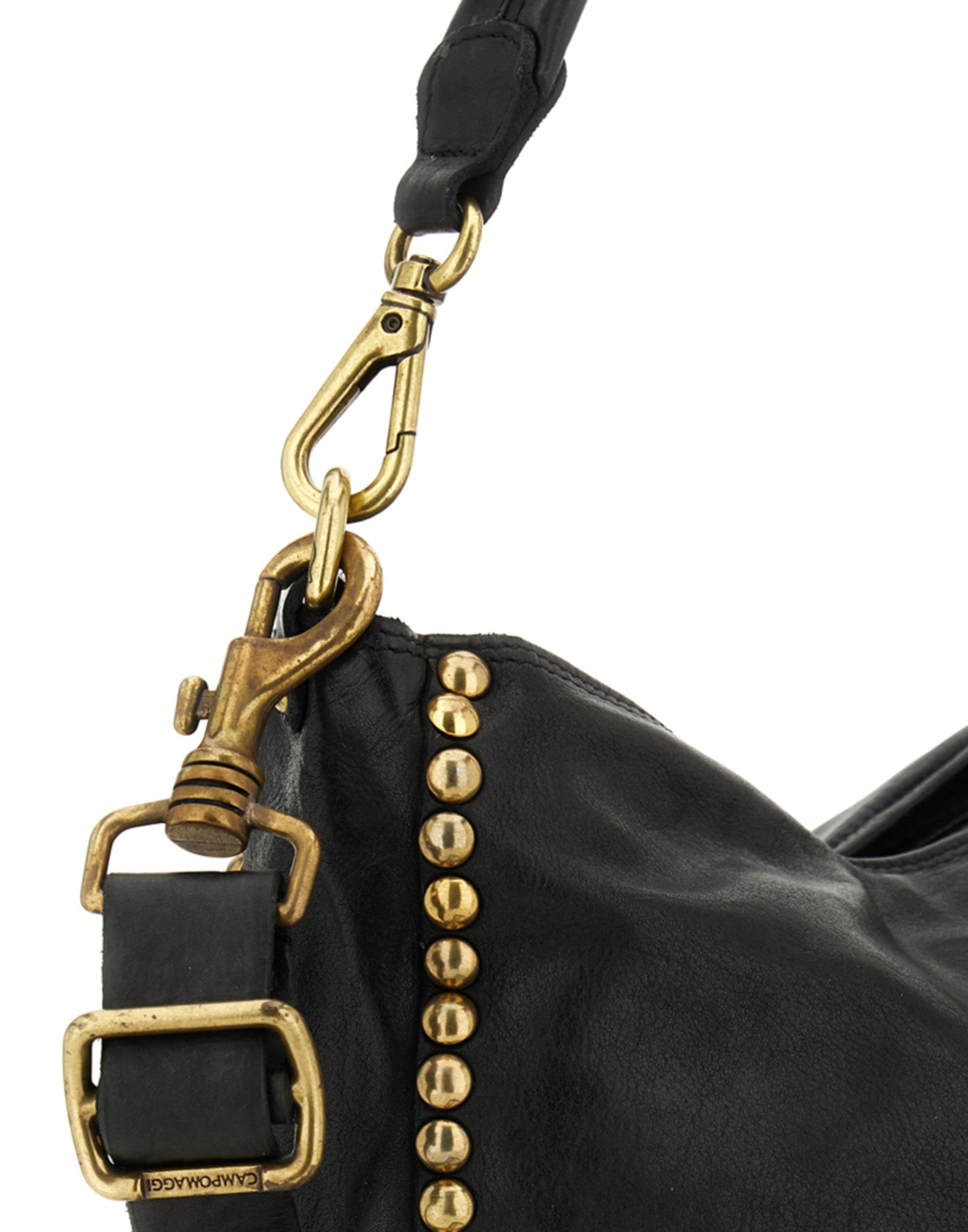 CAMPOMAGGI Borsa a Spalla in Pelle con Borchie Nera