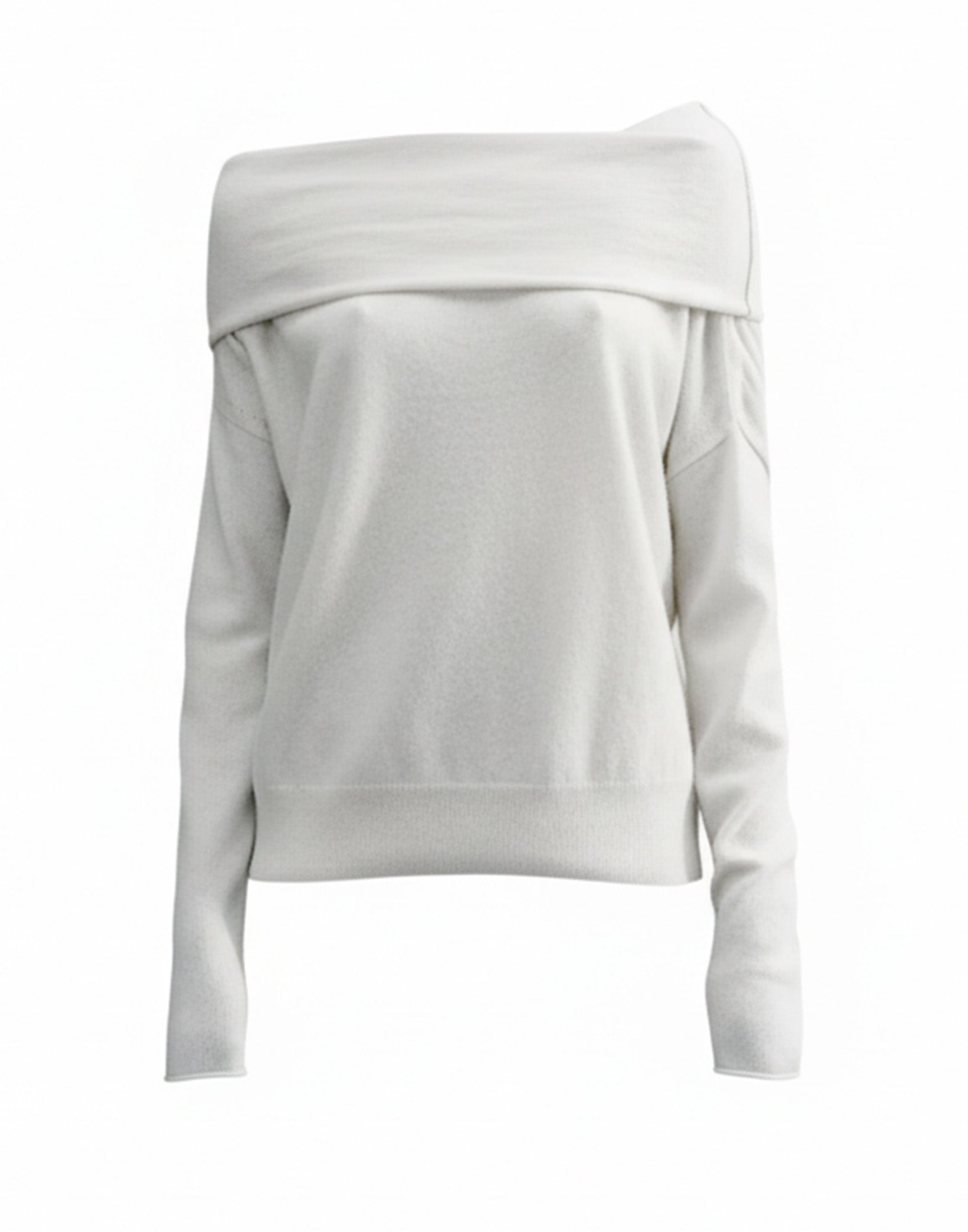 CIRCUS HOTEL Maglia in Cashmere con Scollo alla Bardot Panna