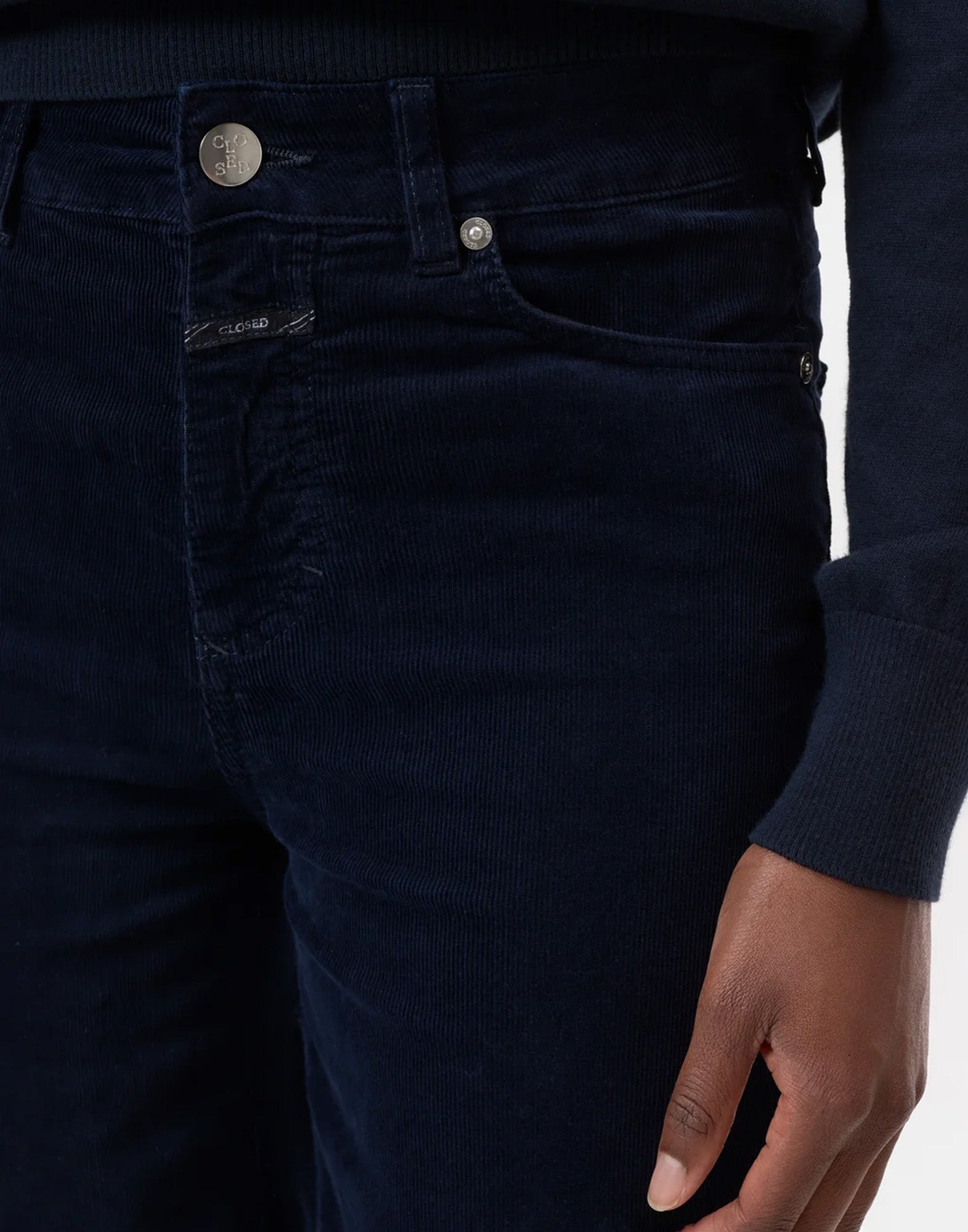 CLOSED Pantaloni Wide Glow Up in Velluto a Coste Dark Night