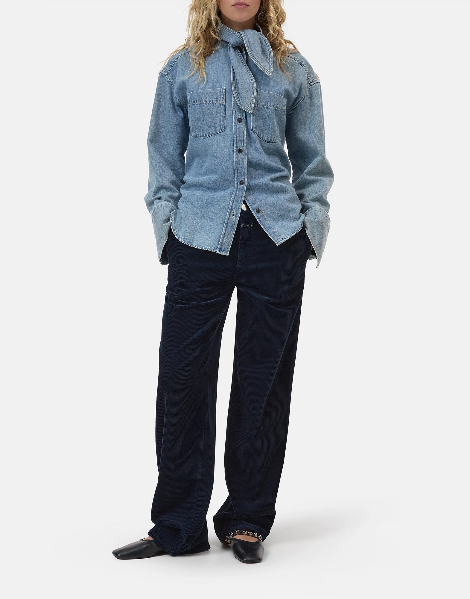 CLOSED Wide Pants Jurdy in Velluto Stretch Blu Notte